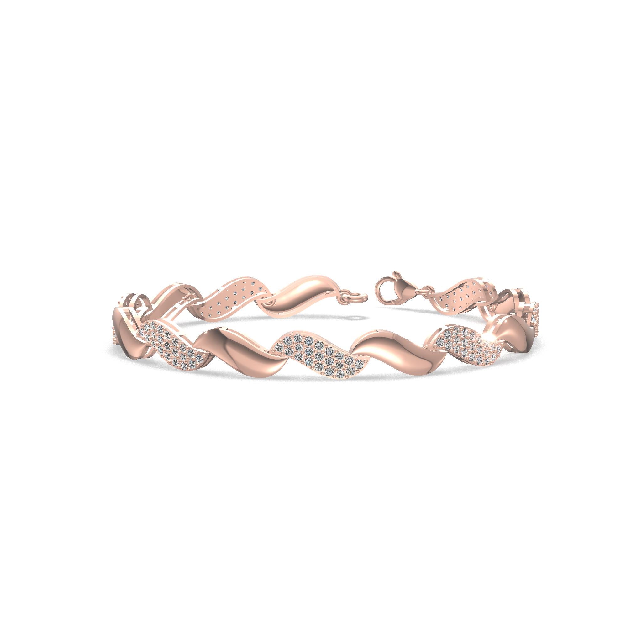 Elegance Wave Diamond Bracelet Gold