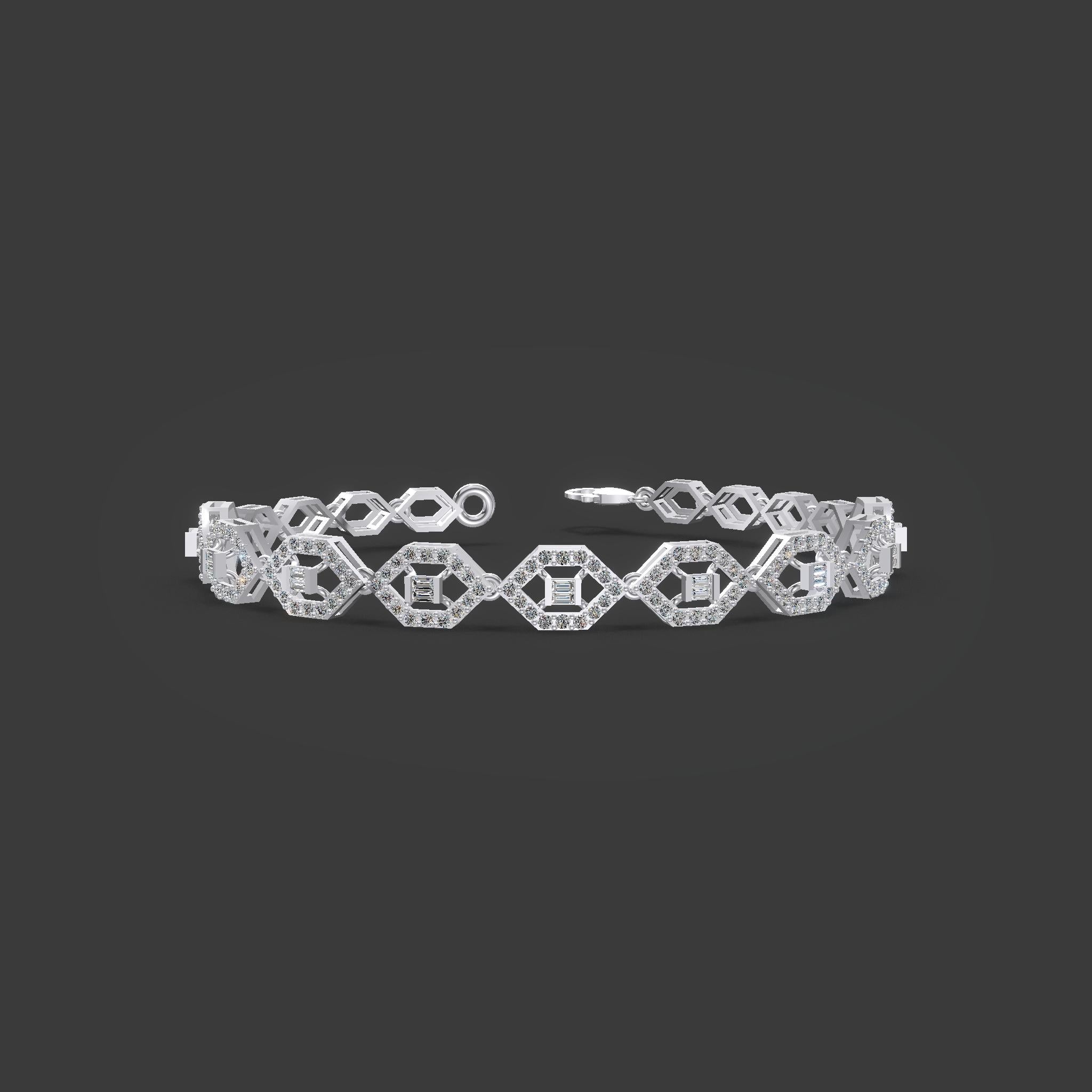 HexaBloom Sapphire Diamond Bracelet Silver