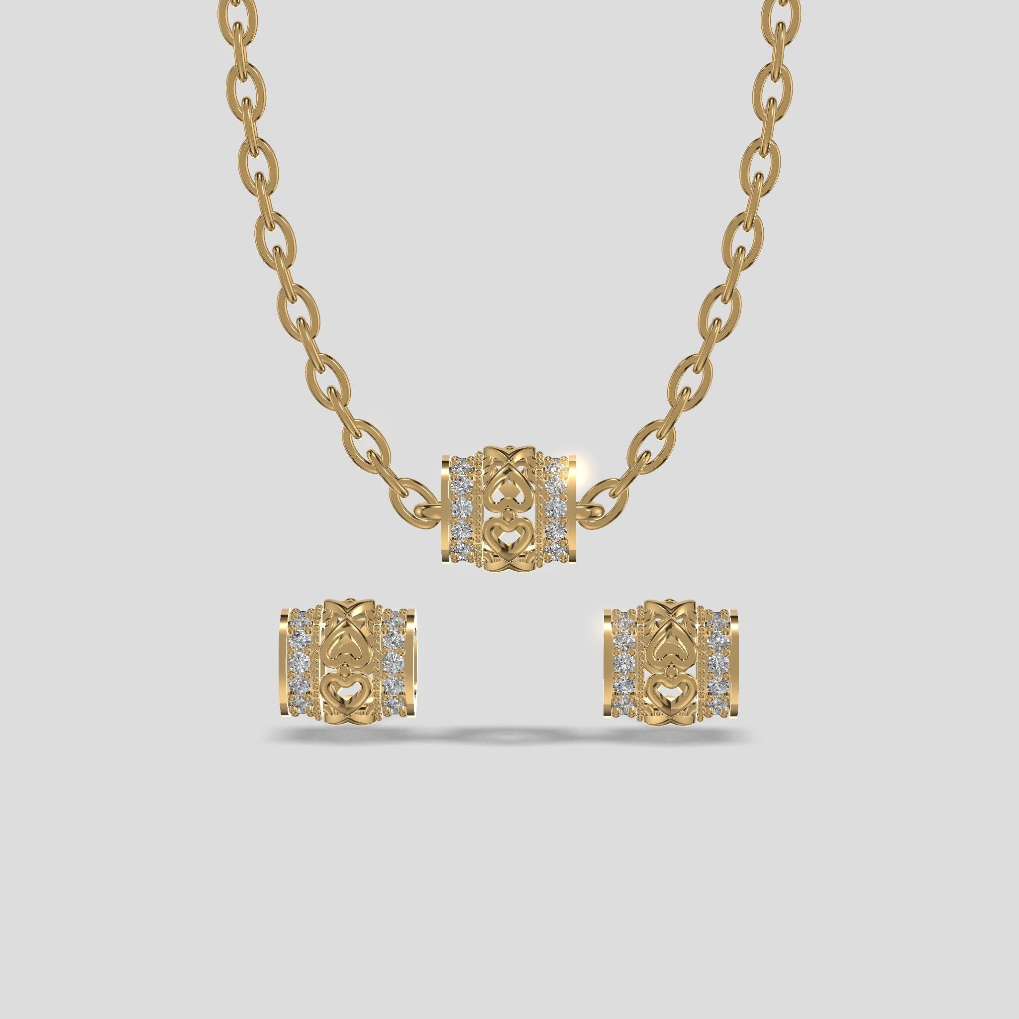 Eternal Embrace Heart Diamond Chain Set Gold