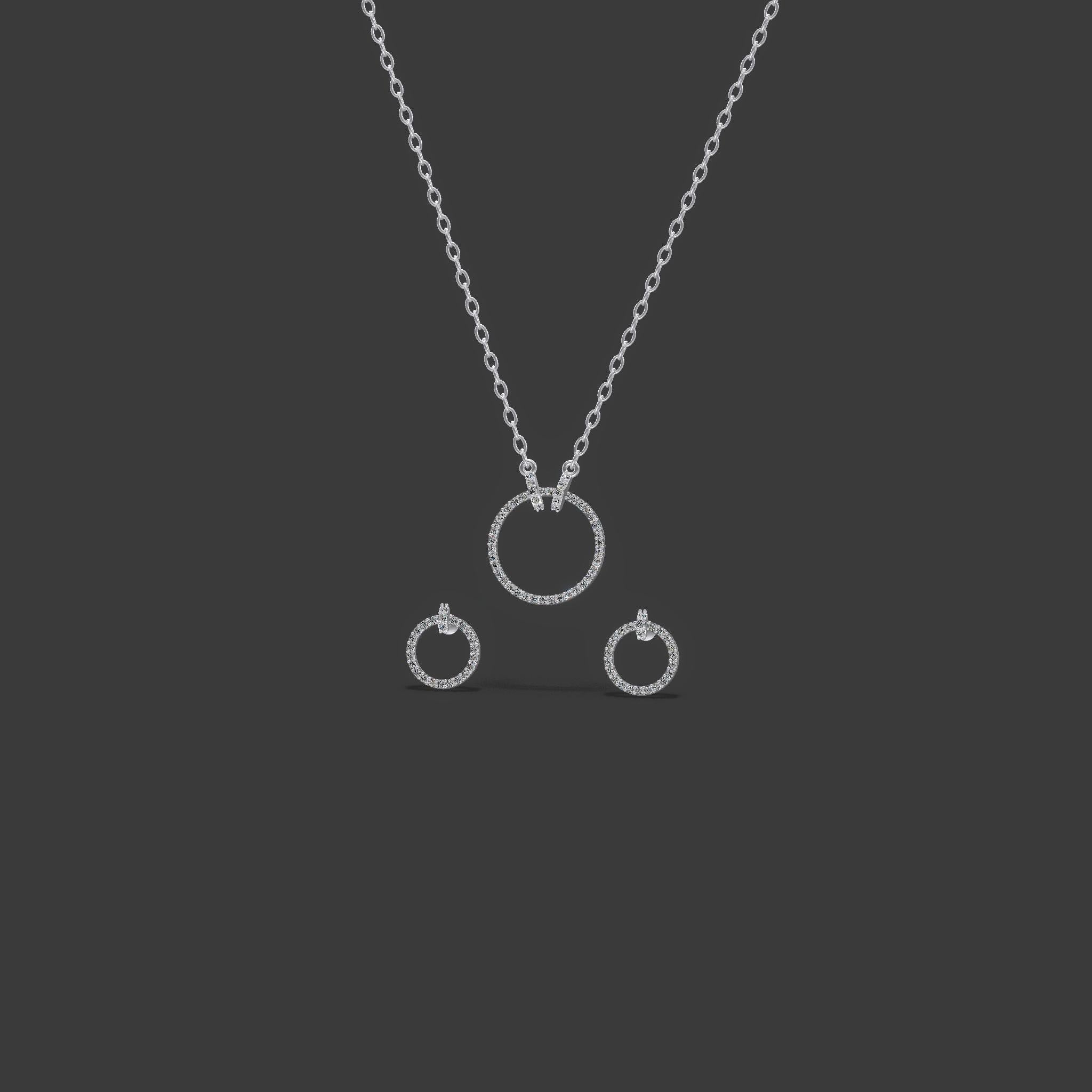 Radiant Halo Circle Trio Chain Set Gold