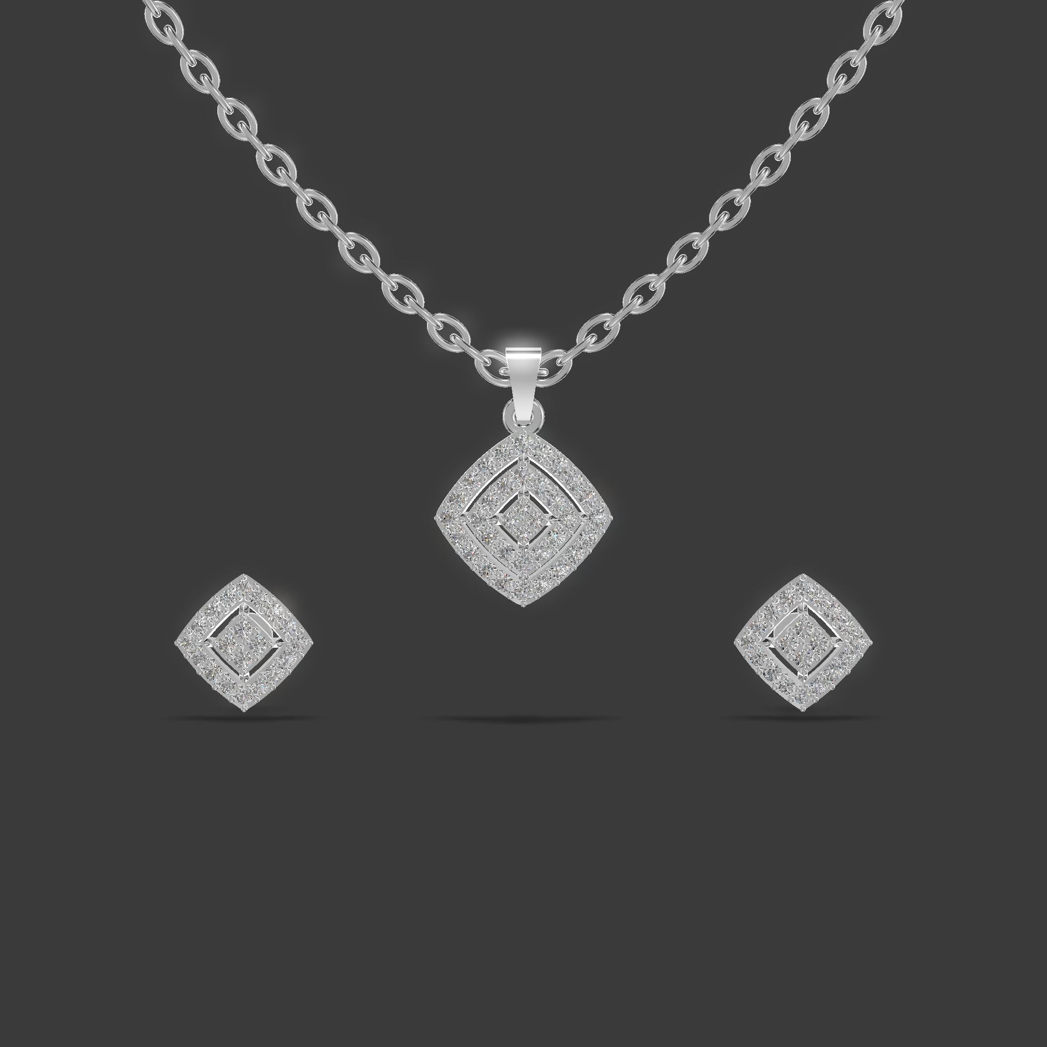 Aurora Sparkle Pendant Set Silver