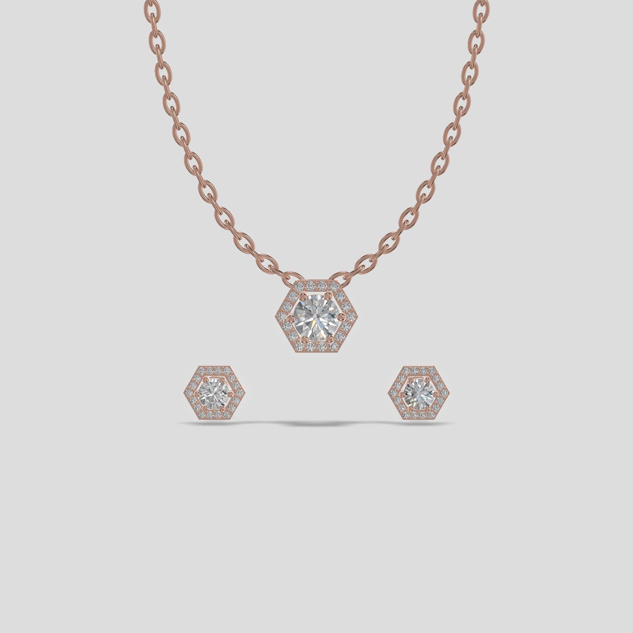 Ruby Hexa-Halo Trio Necklace Gold