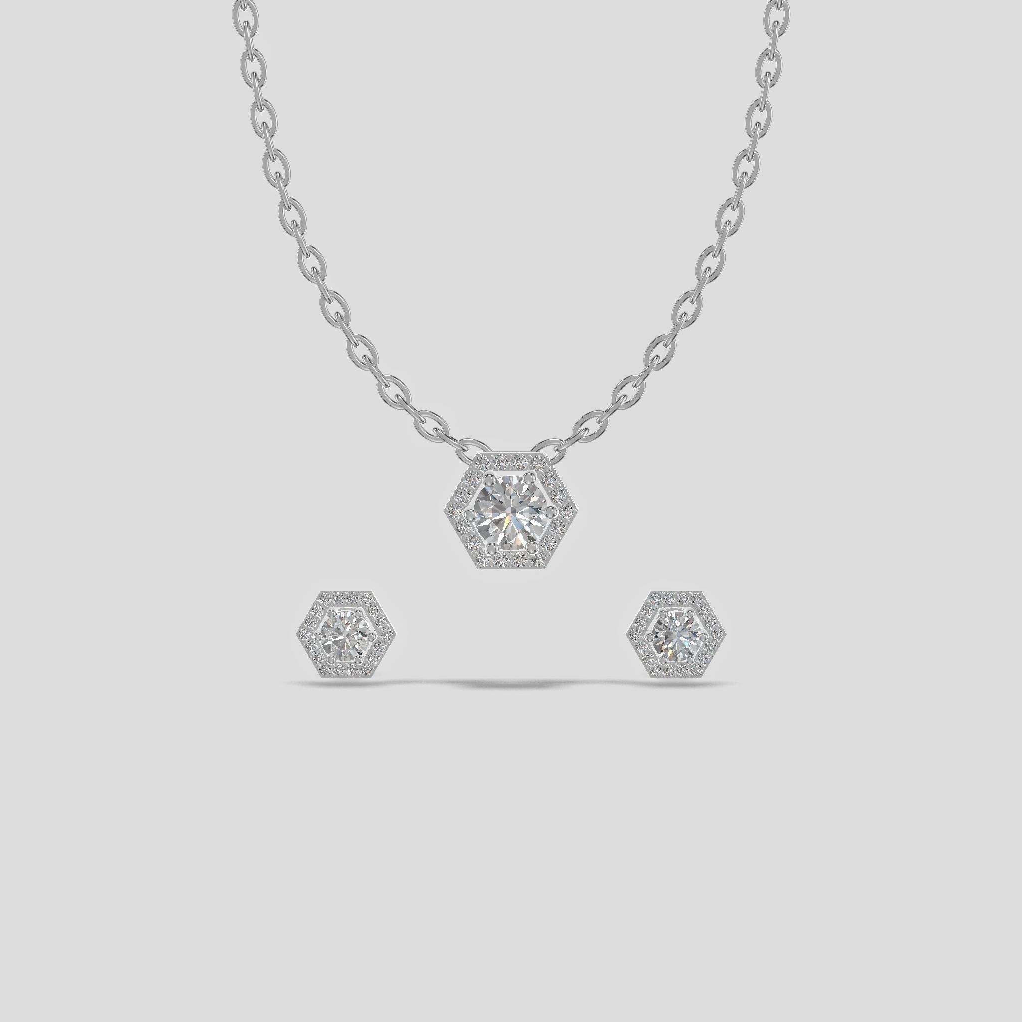 Ruby Hexa-Halo Trio Necklace Gold