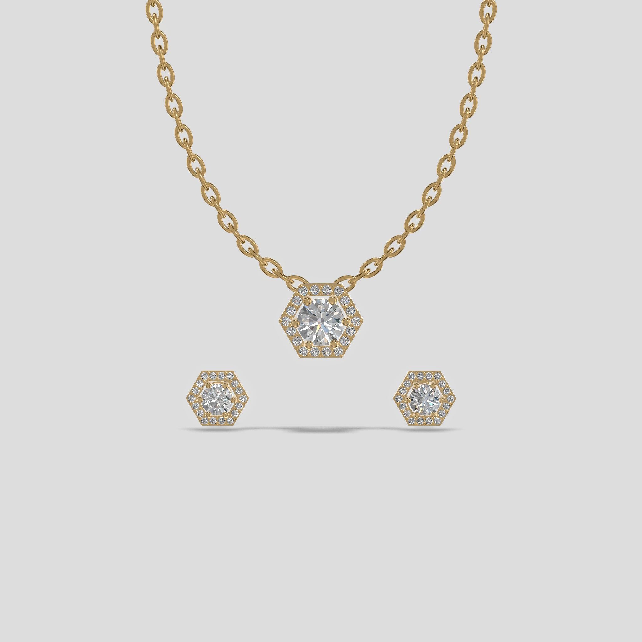 Ruby Hexa-Halo Trio Necklace Gold