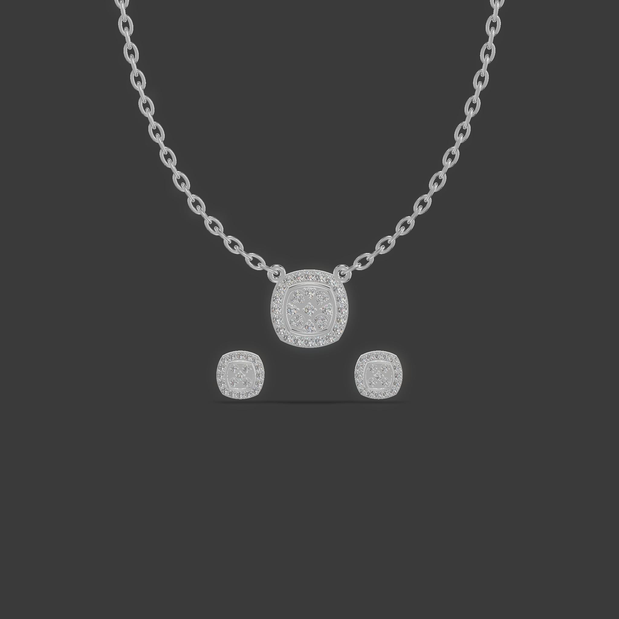 Celeste Glow Cushion Diamond Chain Set Platinum