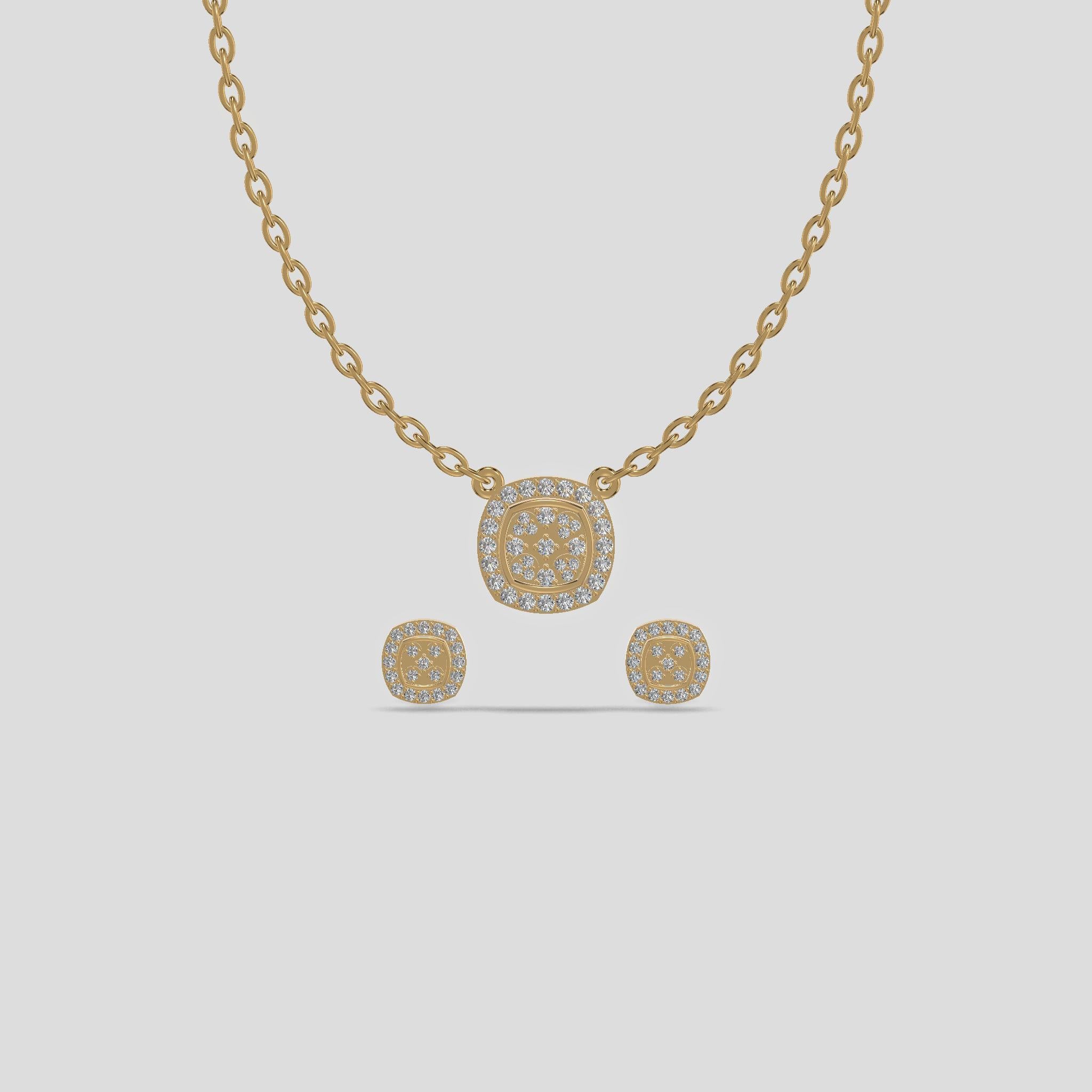 Celeste Glow Cushion Diamond Chain Set Gold