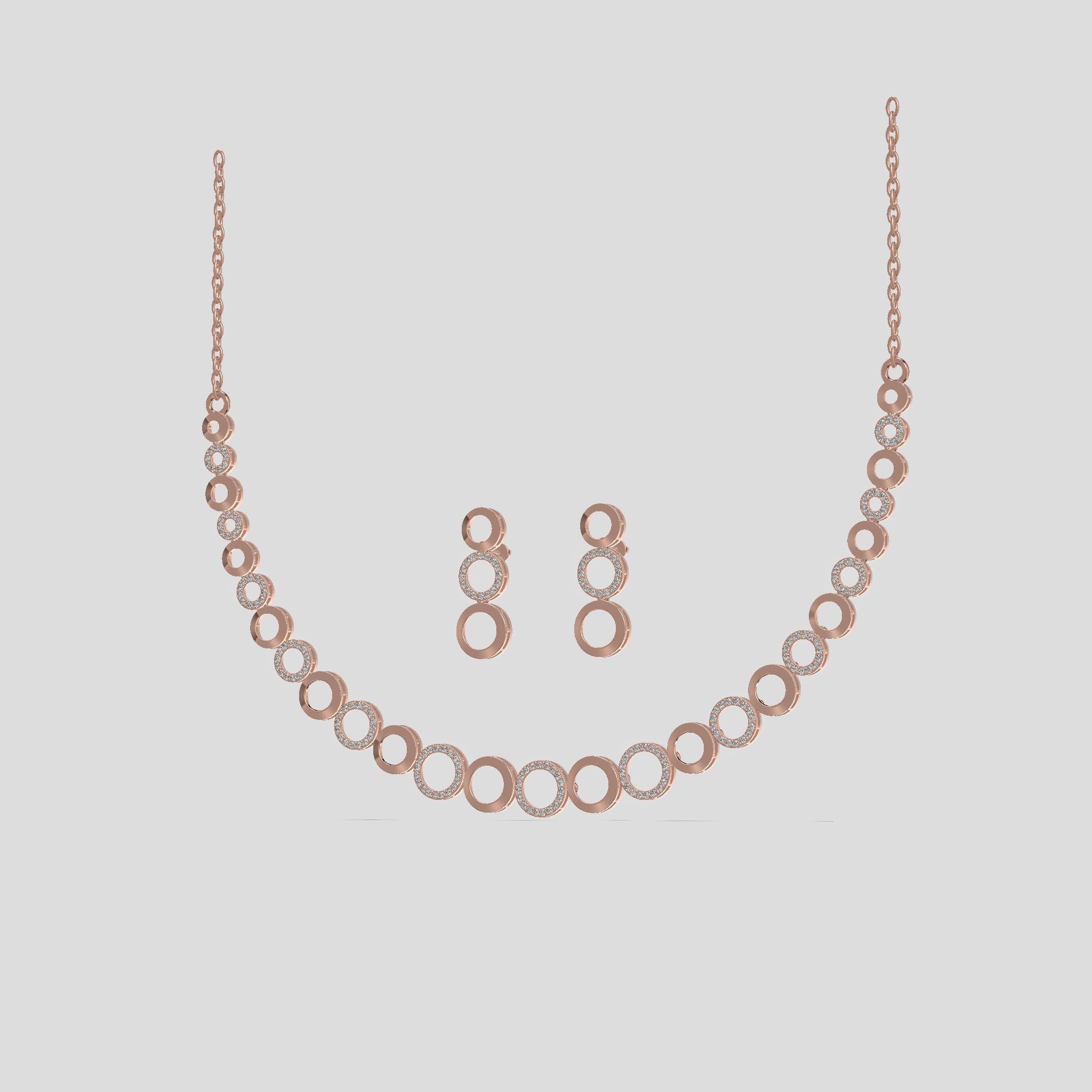 Luna Halo Diamond Necklace Set Gold