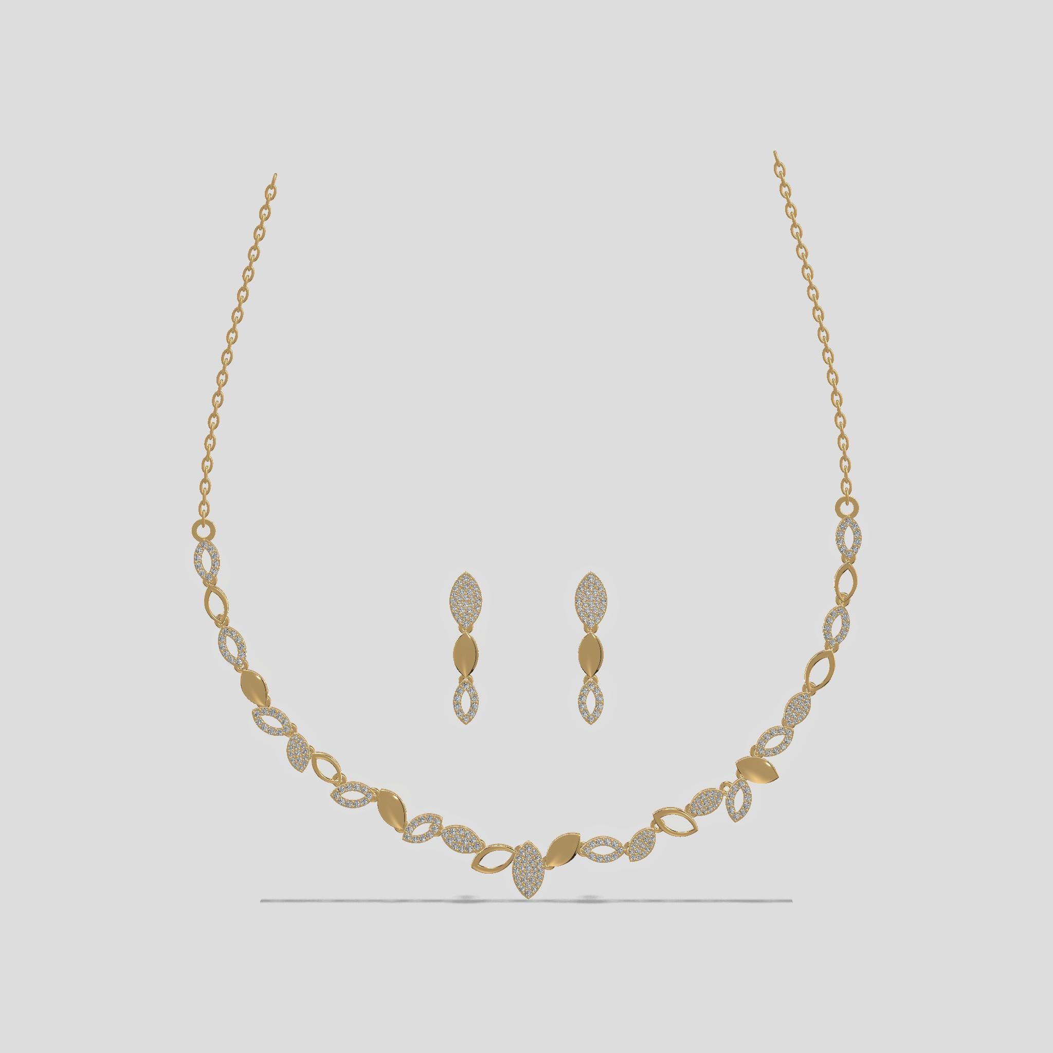 Elysian Leaf Necklace Set Gold