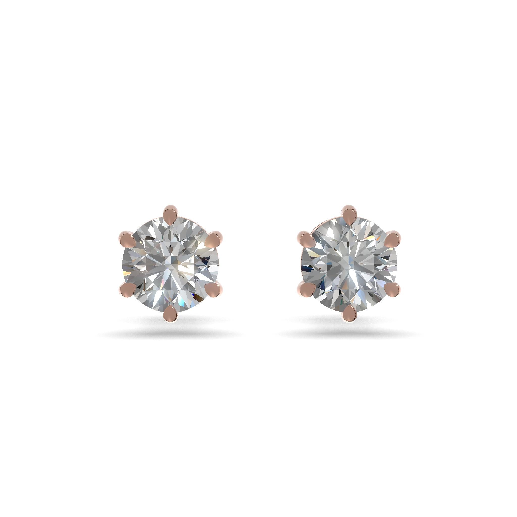 Luna Solitaire Stud Earrings Gold