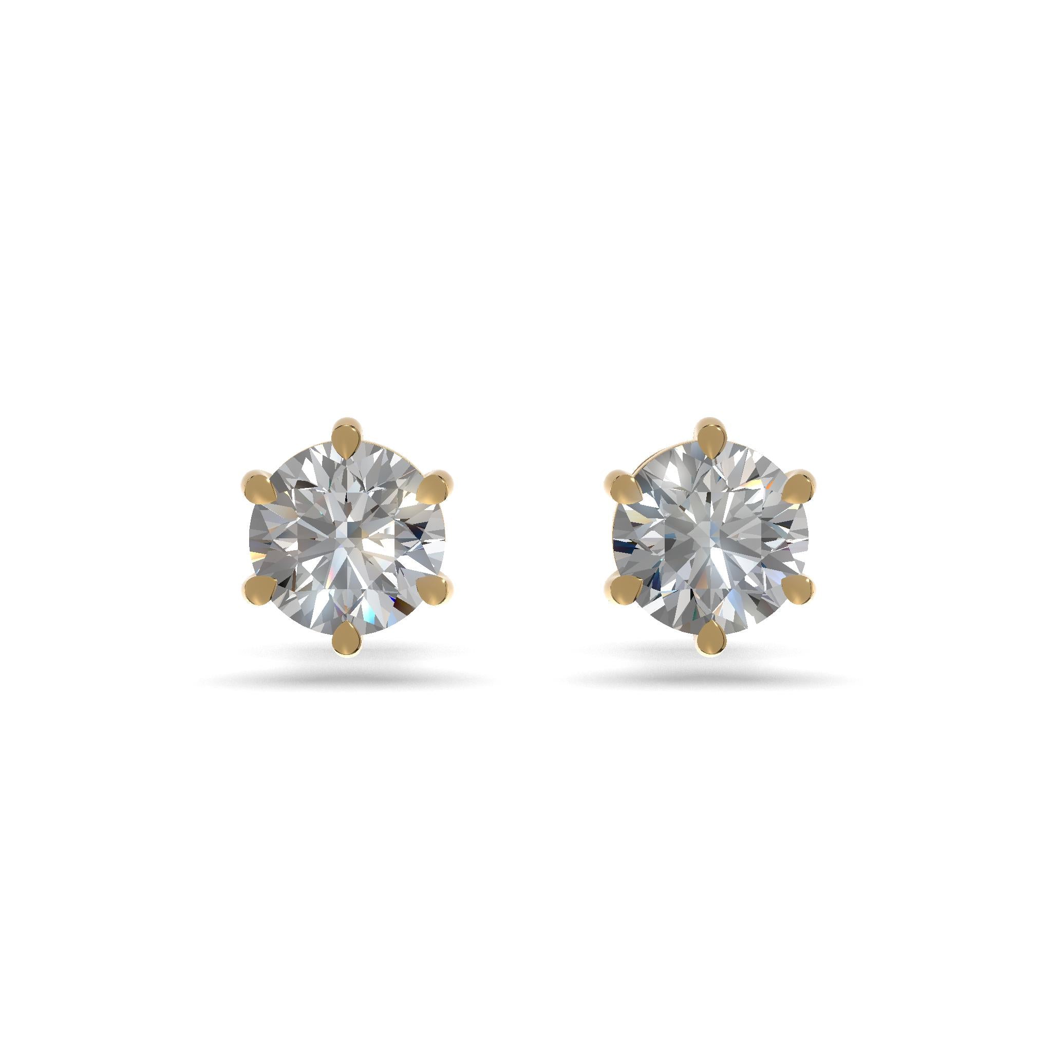Luna Solitaire Stud Earrings Gold
