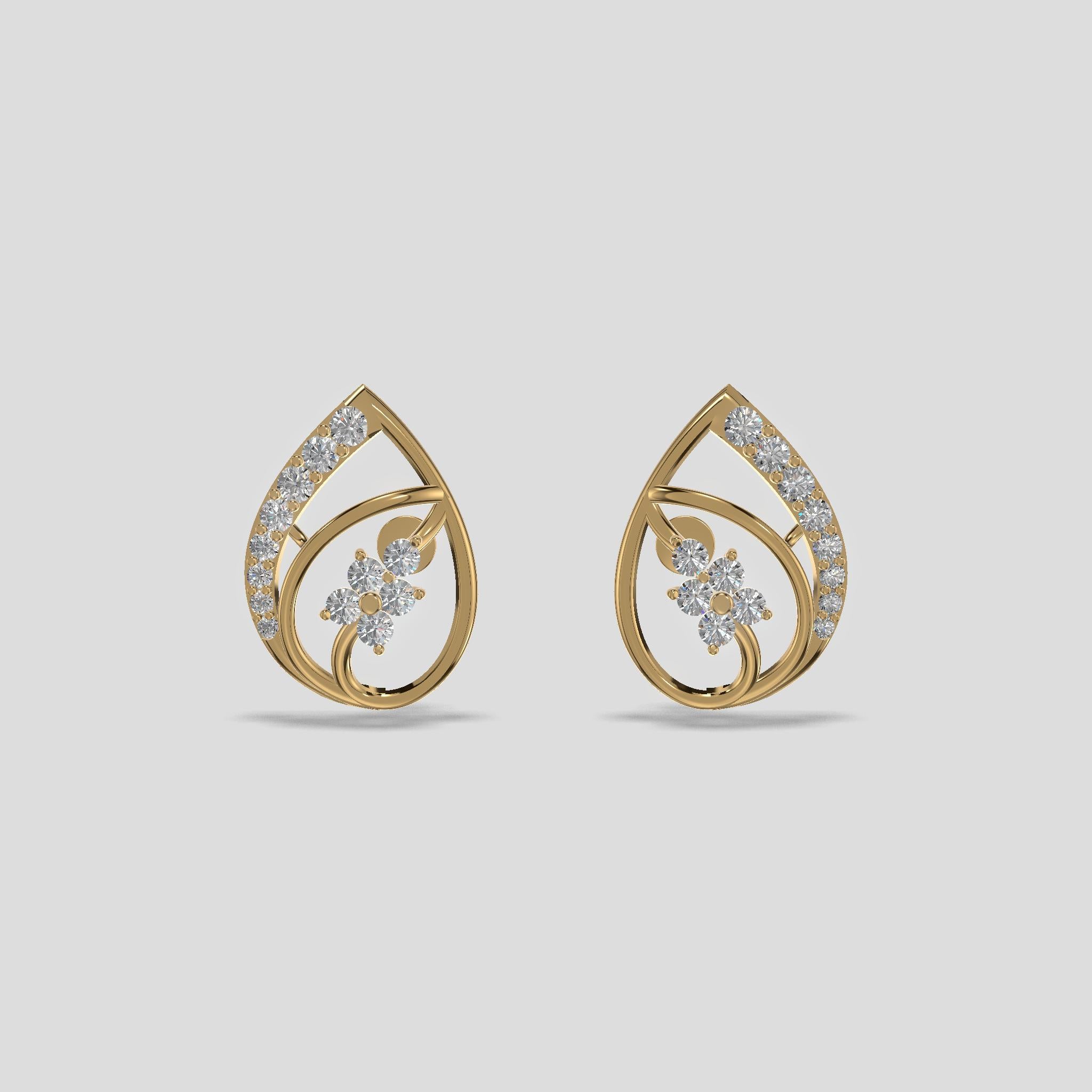 Floral Cascade Earrings Gold