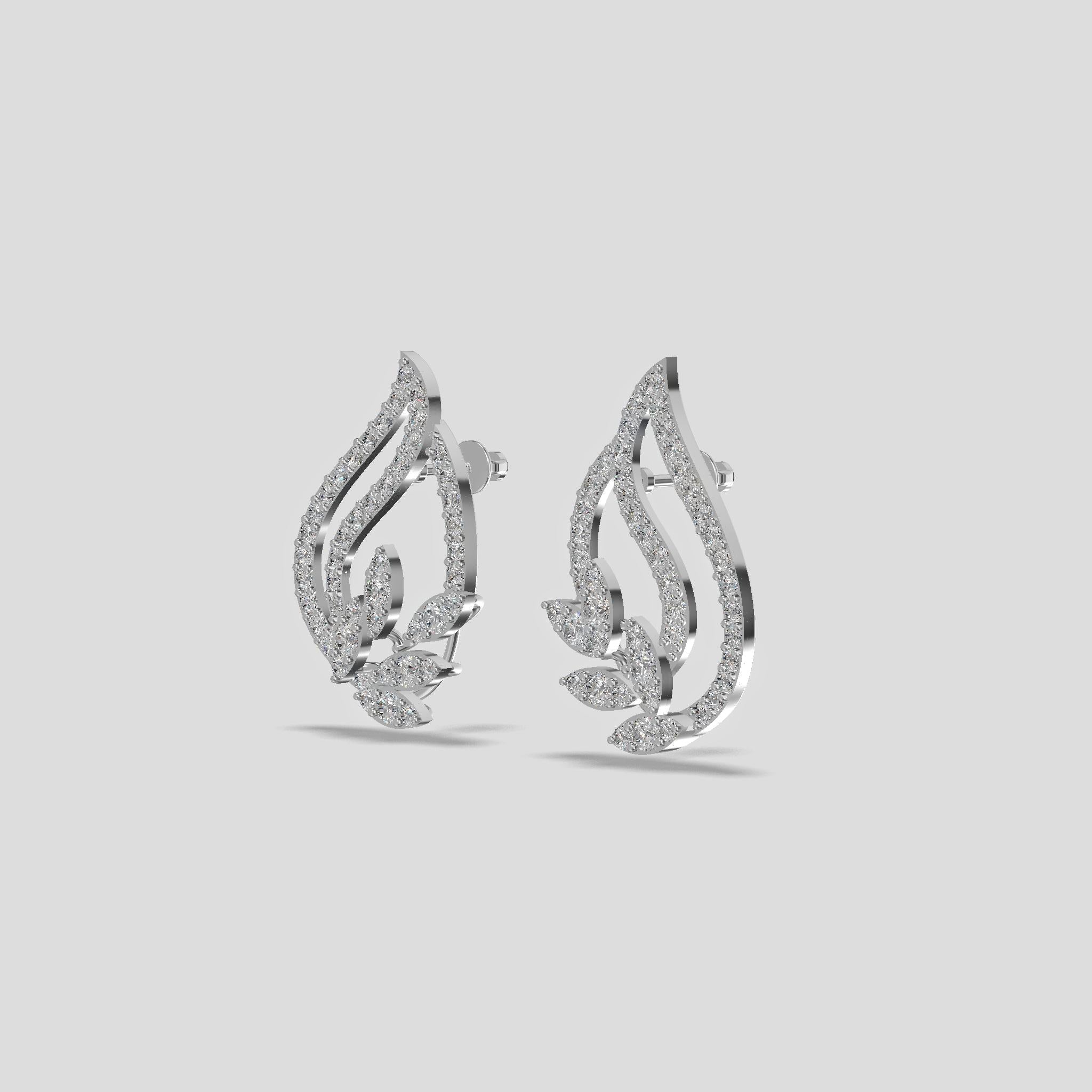 Celestial Bloom Diamond Earrings Silver
