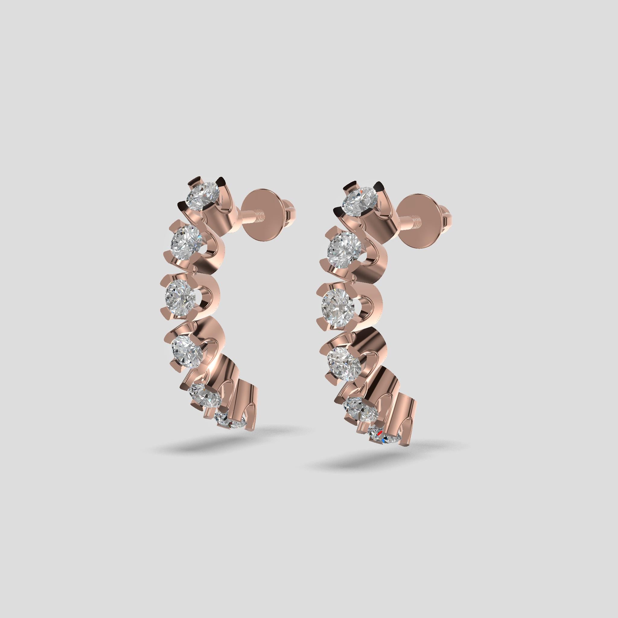 Eternelle Diamond Line Earrings Gold