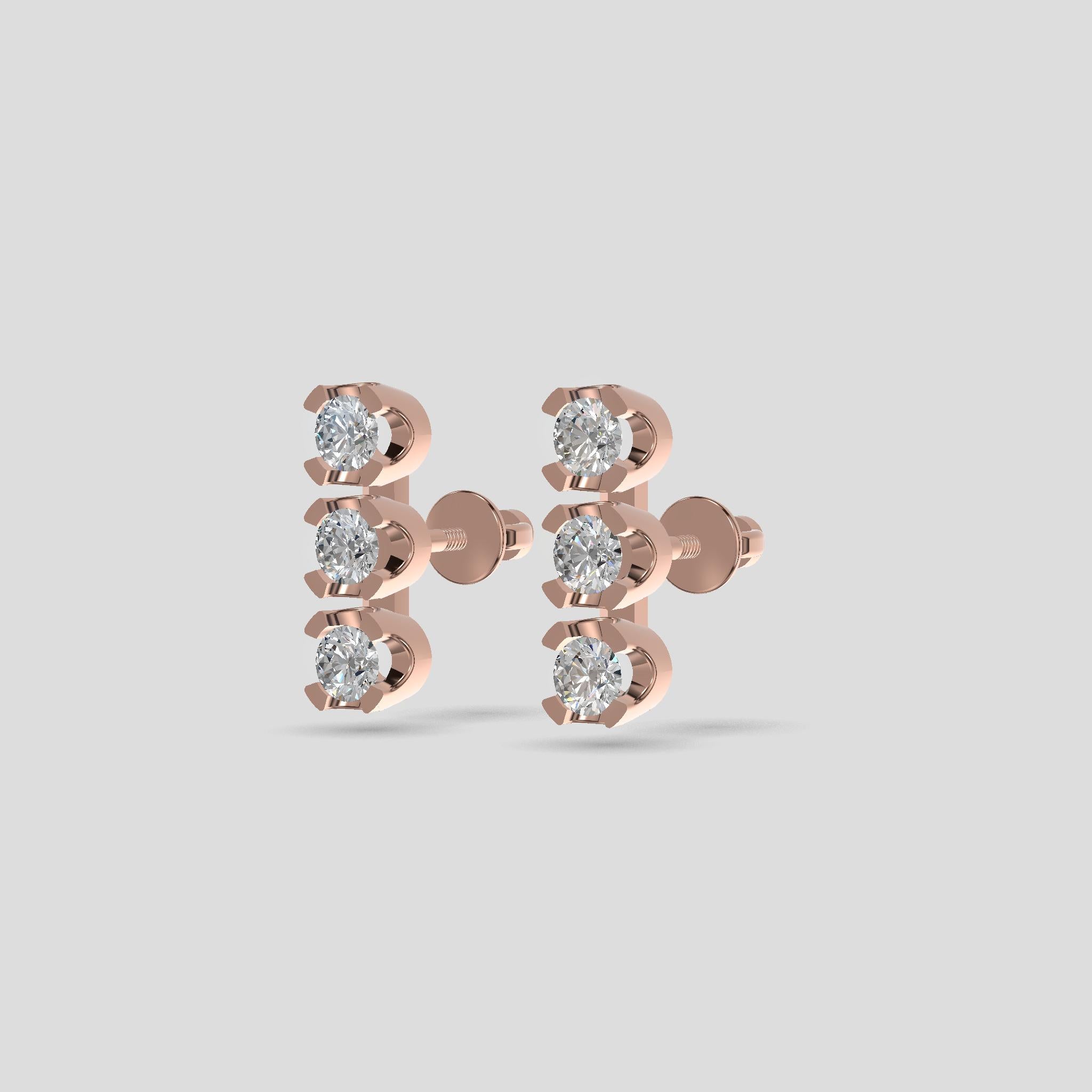 Tricolor Harmony Studs Gold