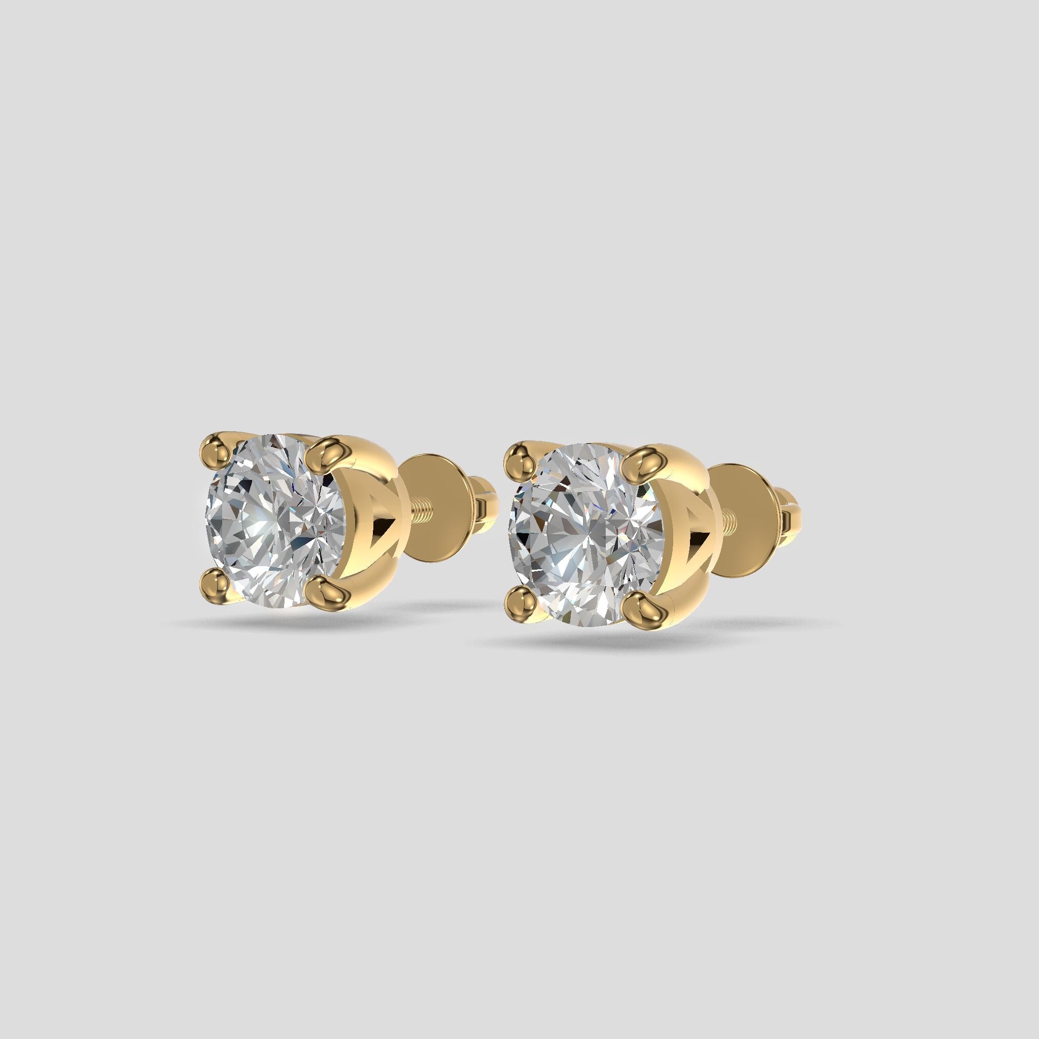 Solitaire Spark Studs Gold