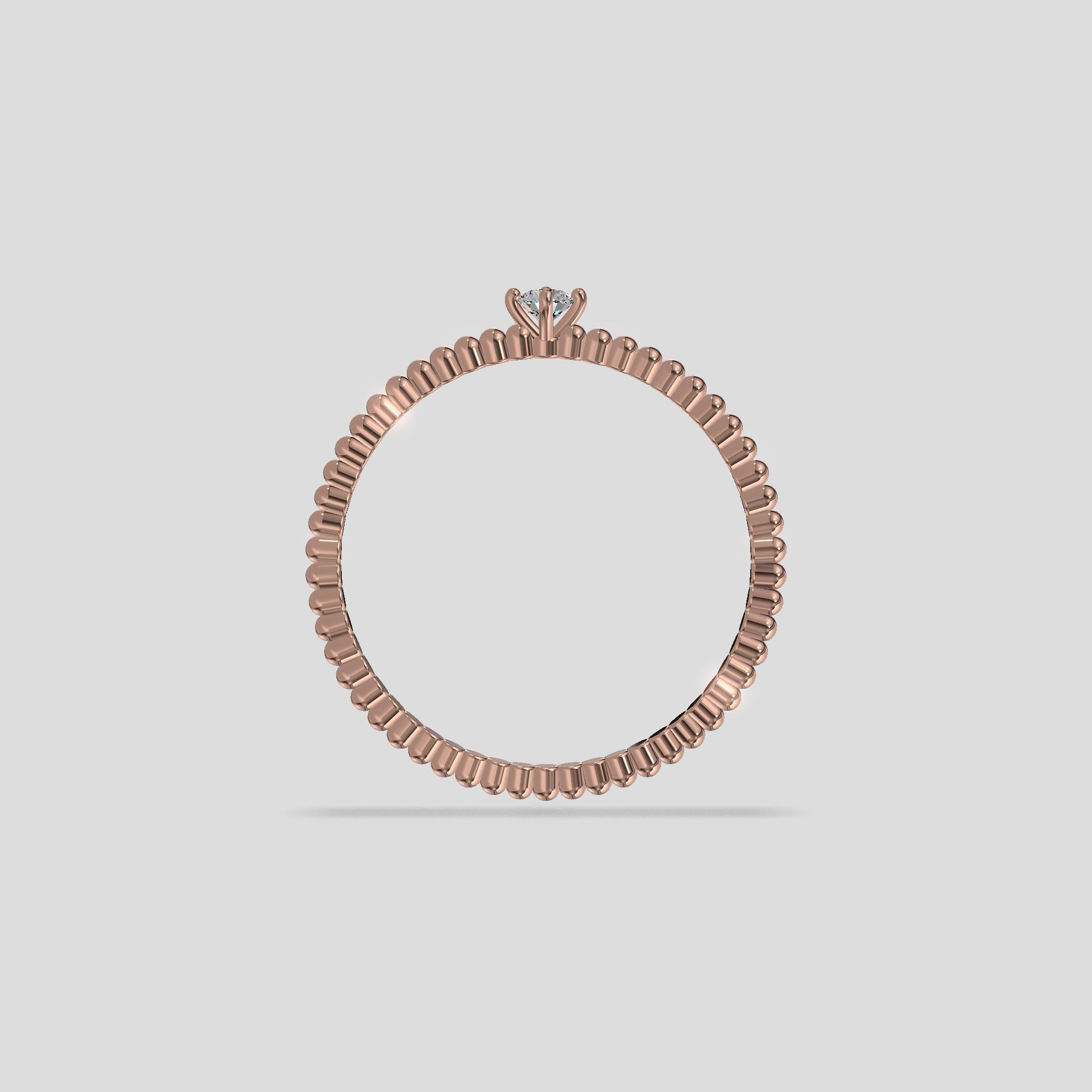 Celeste Beaded Solitaire Ring Gold