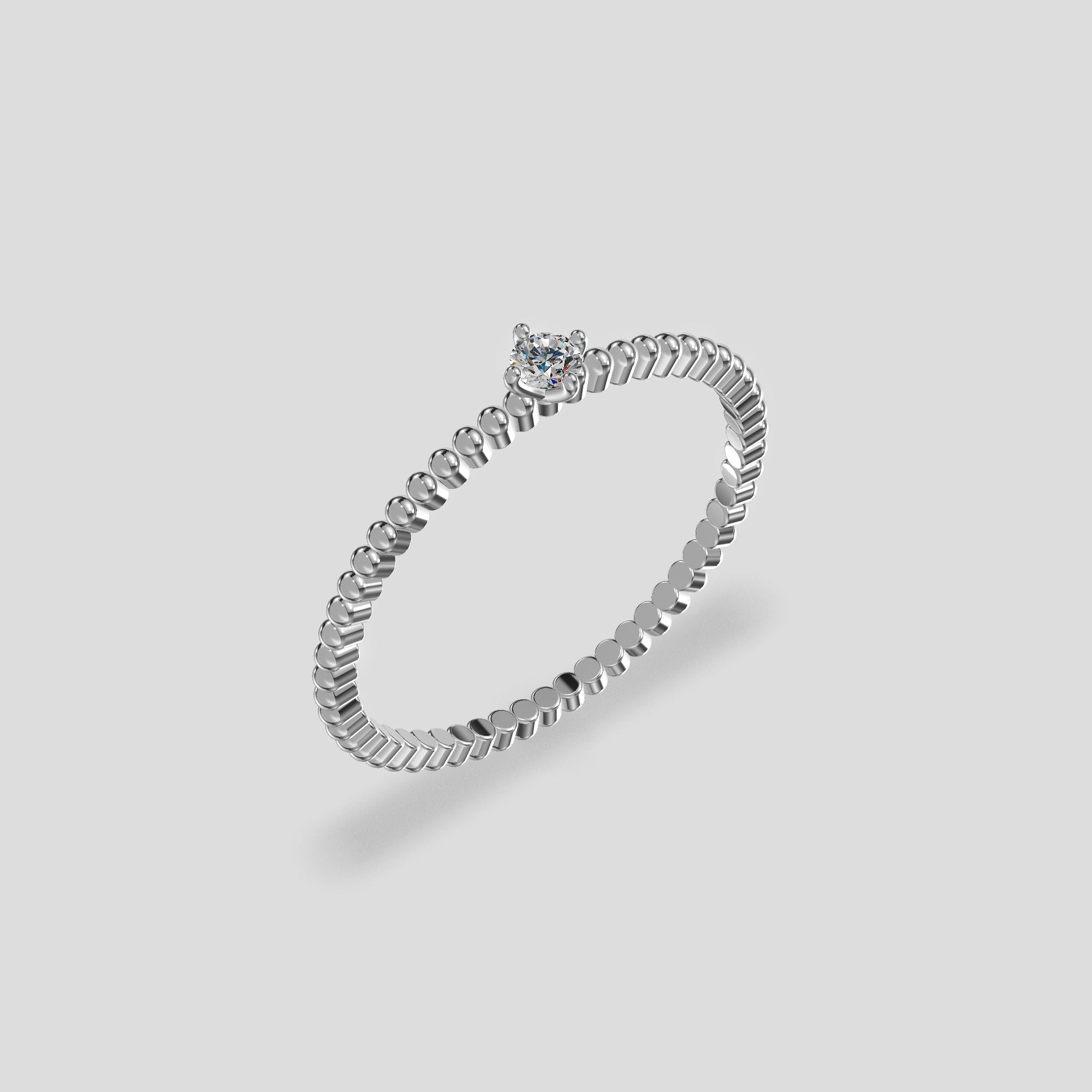 Celeste Beaded Solitaire Ring Silver