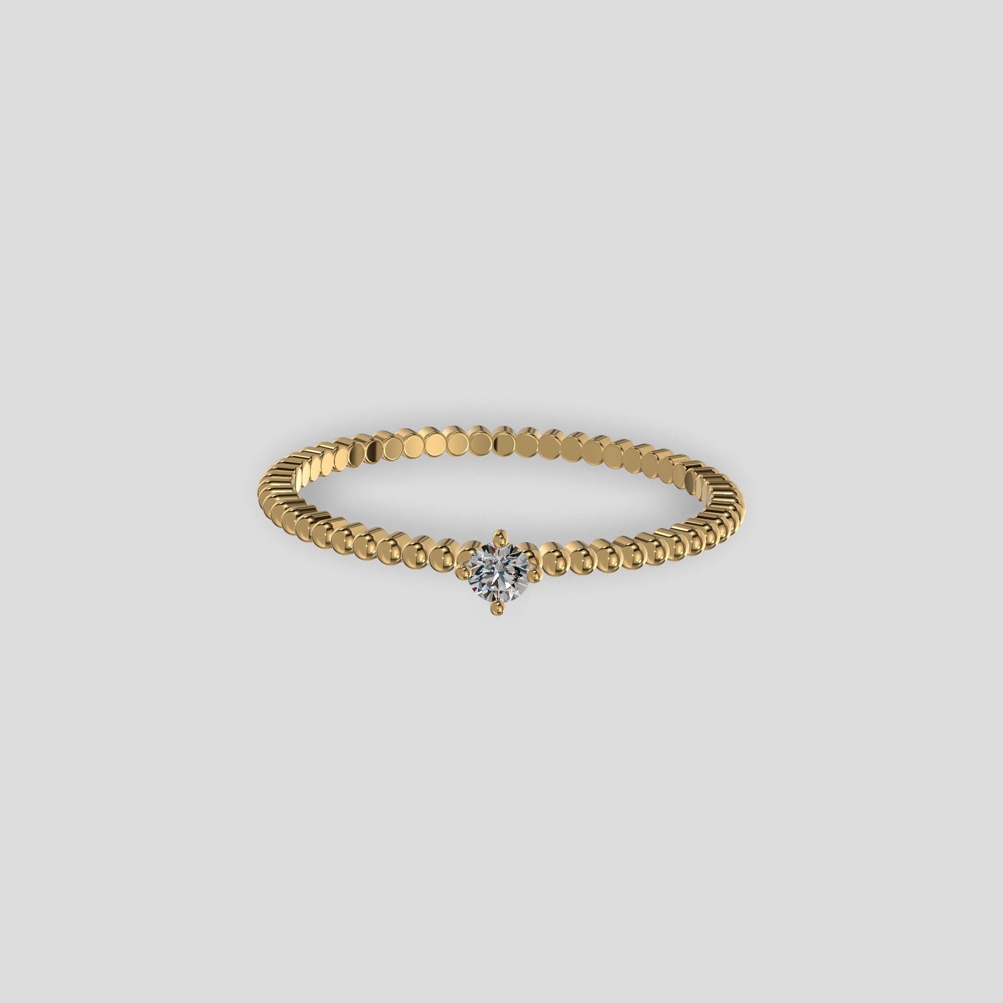 Celeste Beaded Solitaire Ring Gold