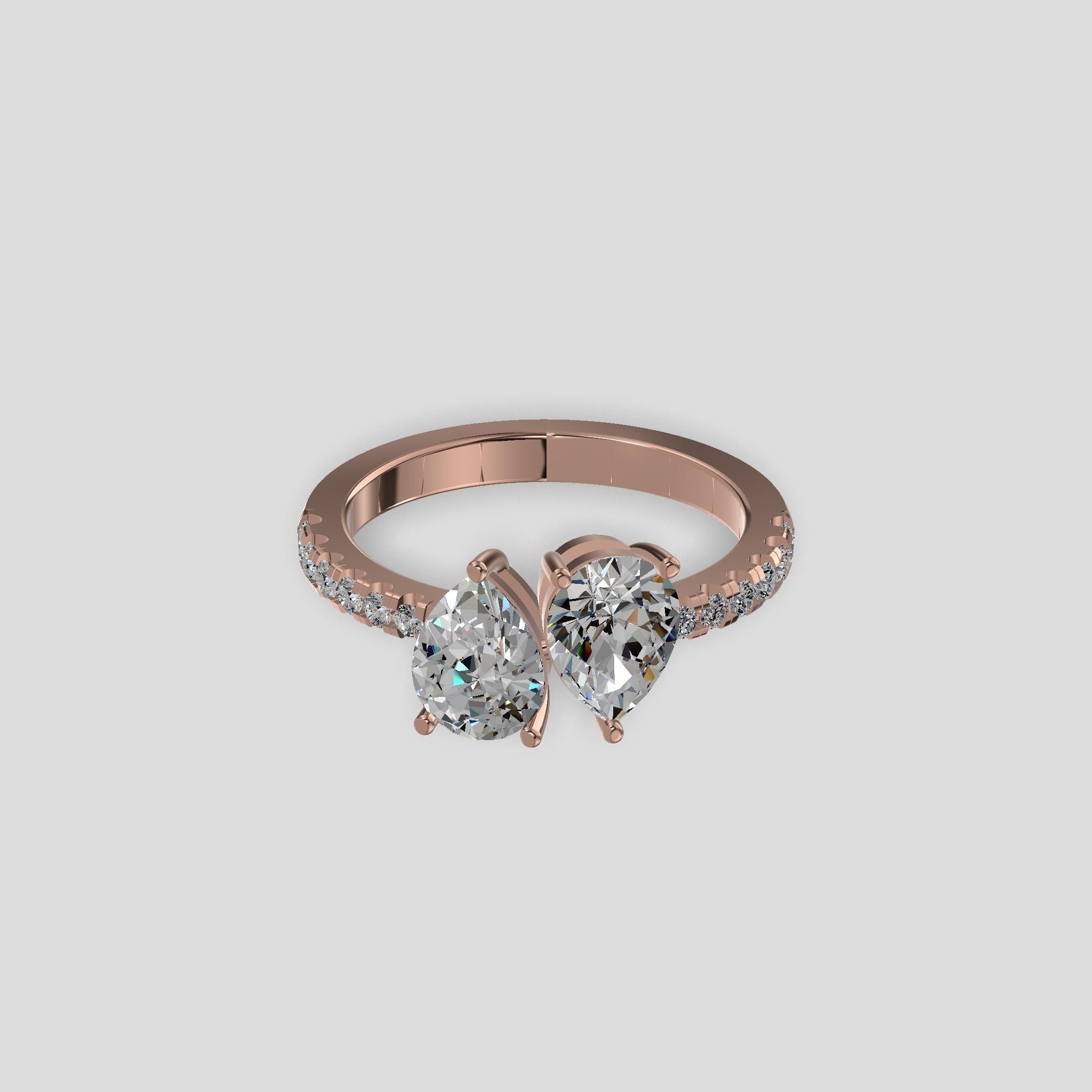 Twin Flame Pear Diamond Ring Gold