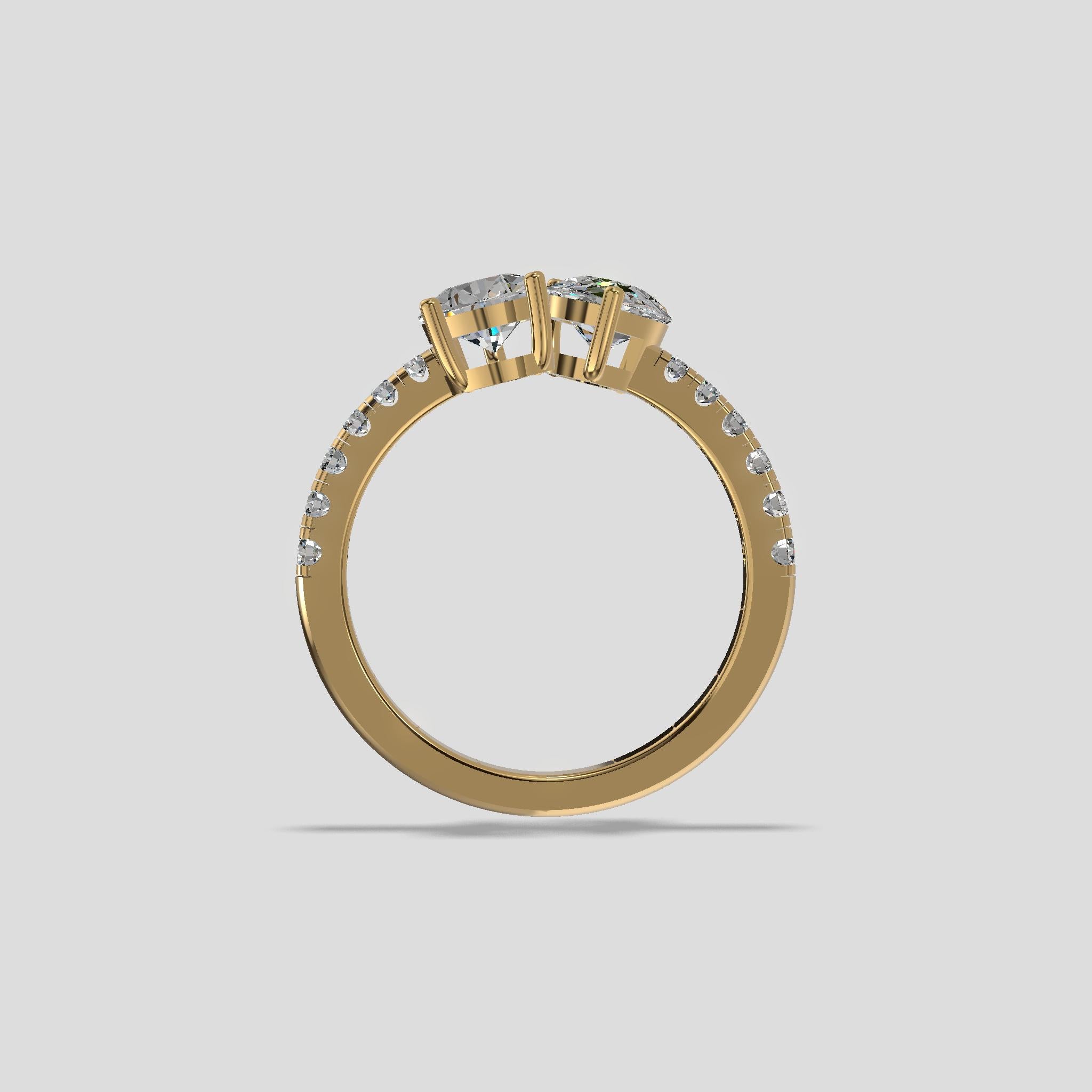 Twin Flame Pear Diamond Ring Gold