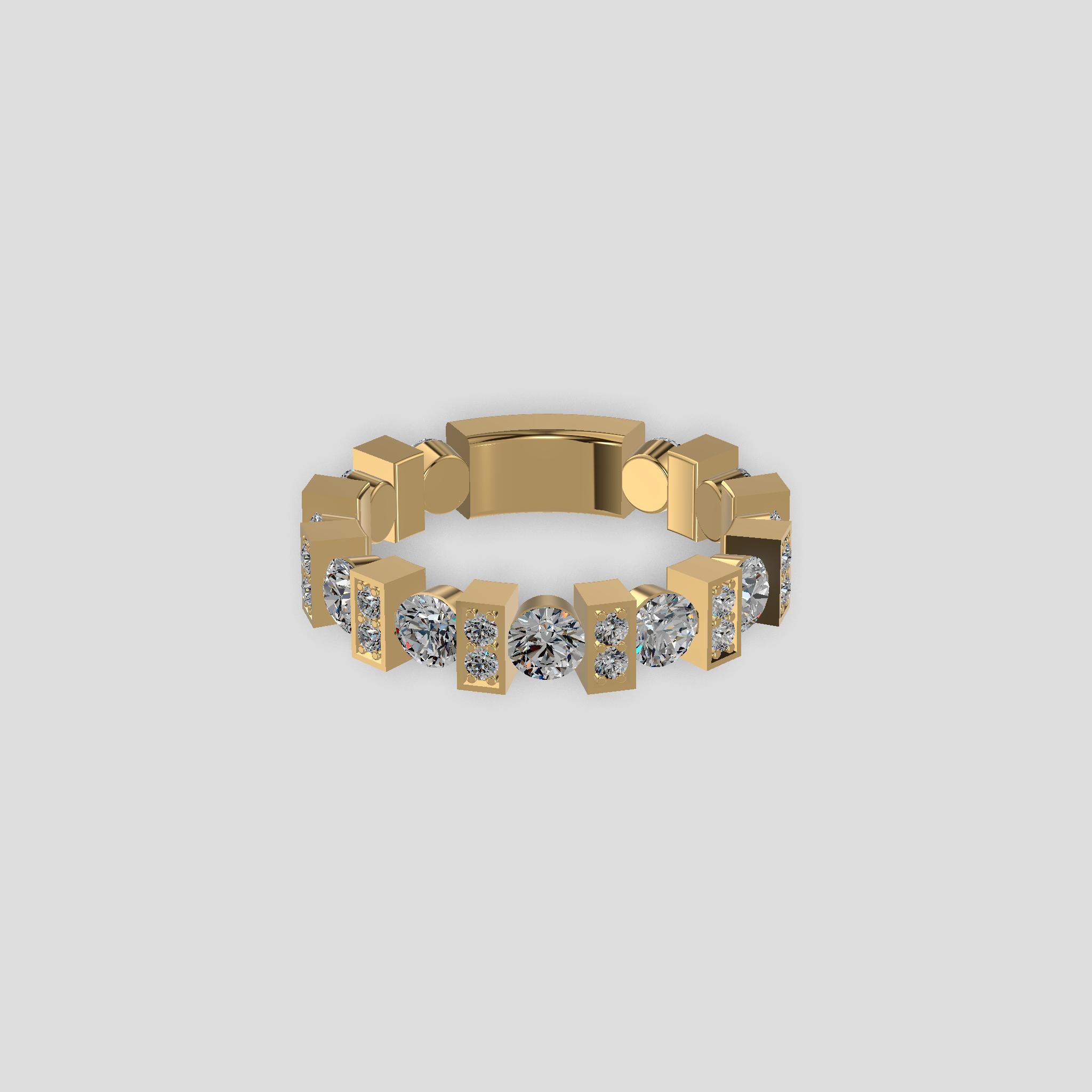 Astra Block Diamond Band Gold