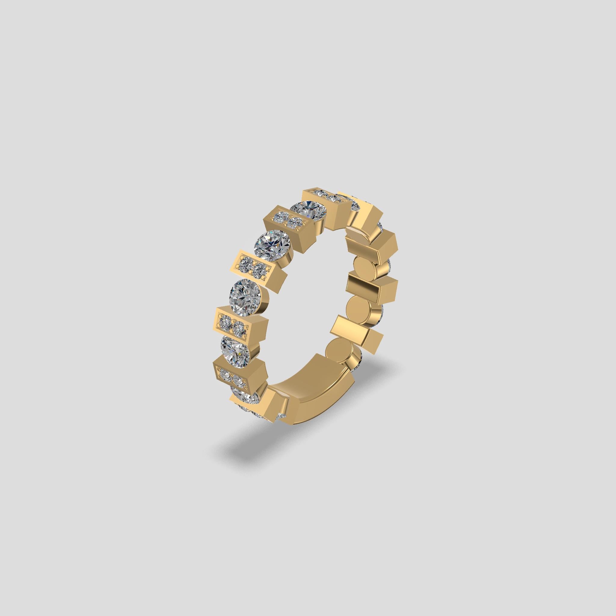 Astra Block Diamond Band Gold