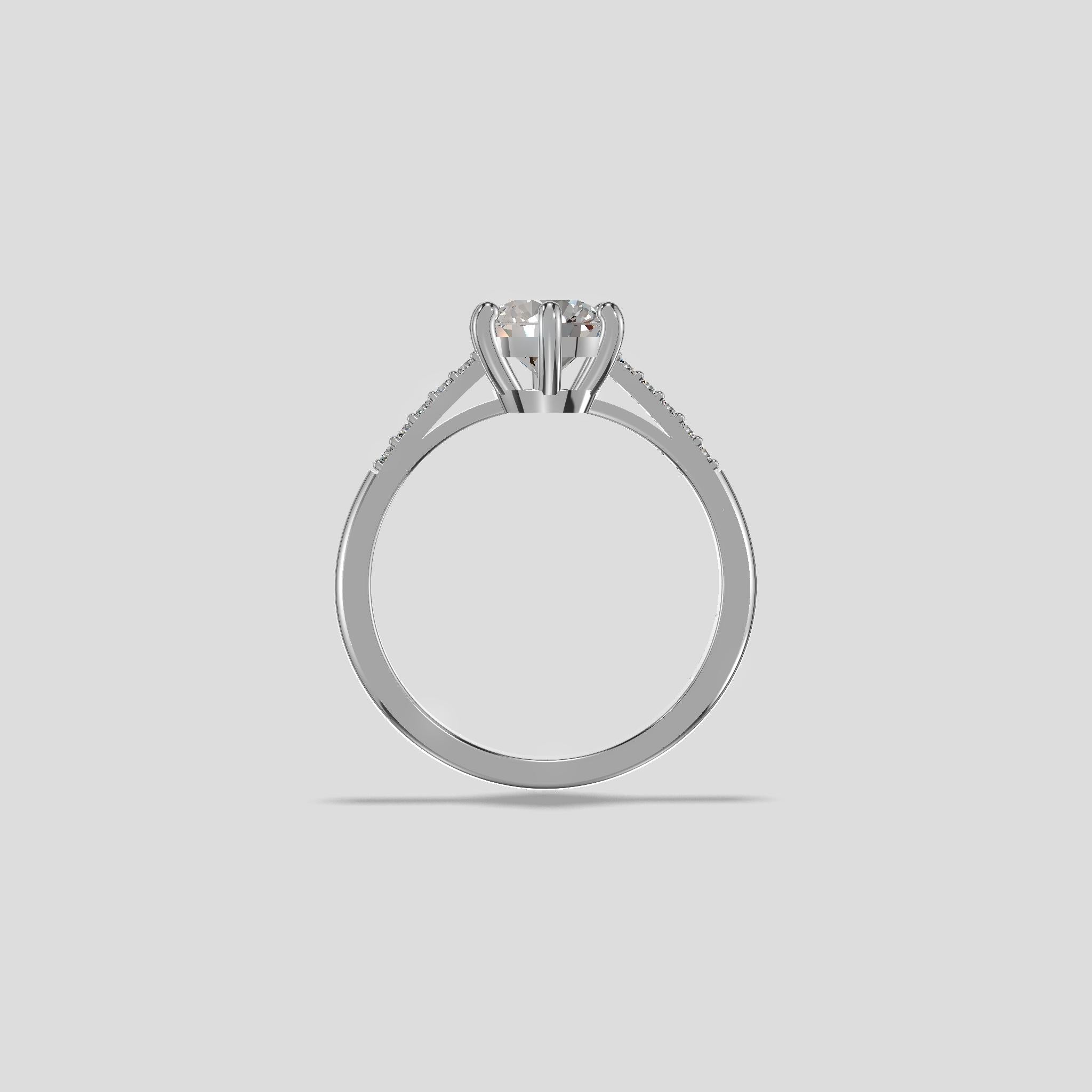 Celestia Crown Solitaire Ring Silver