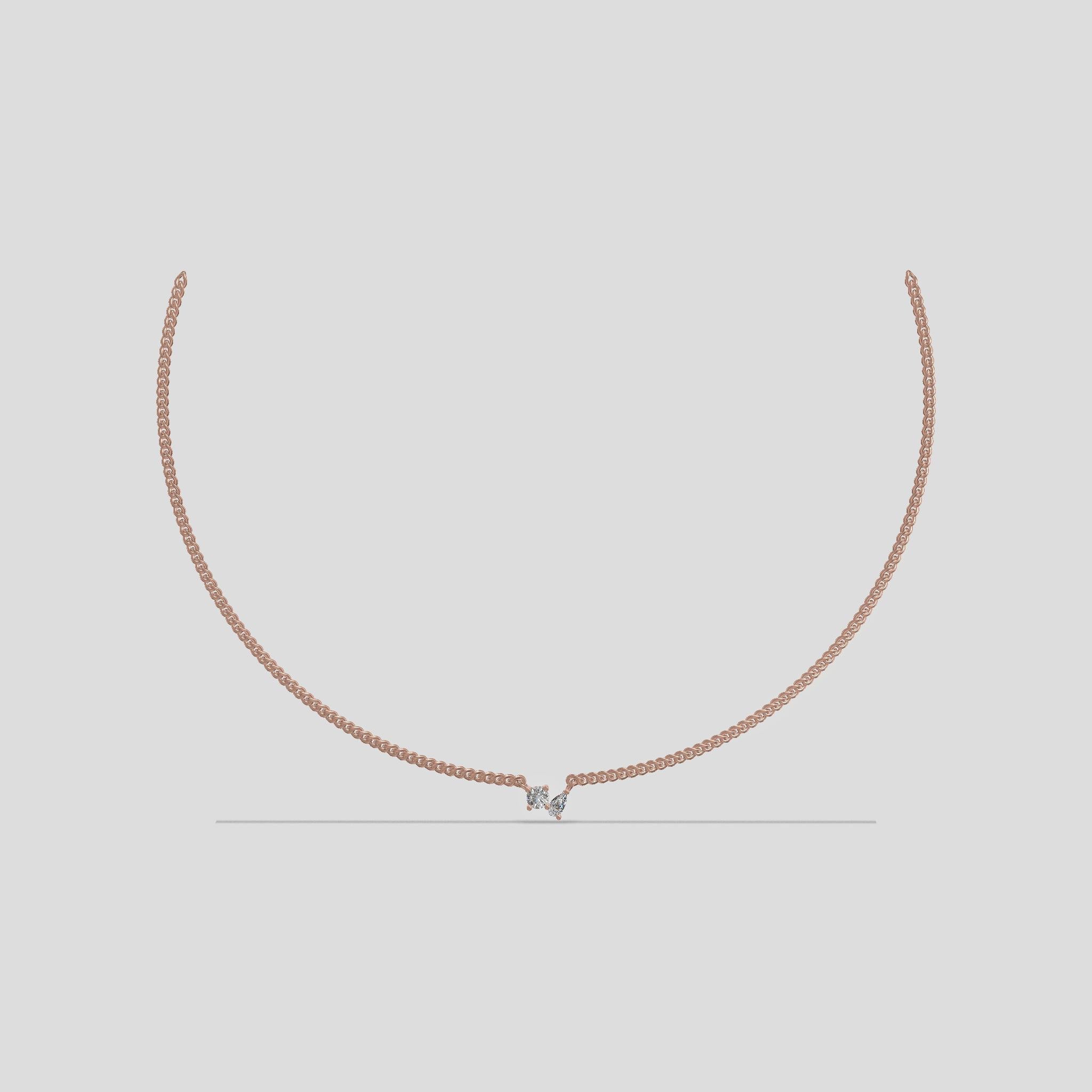 Elegant Duo Diamond Necklace Gold