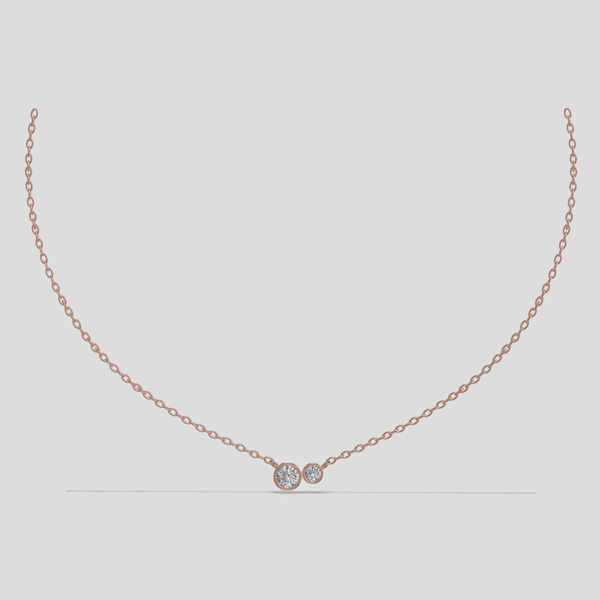 DuoLuxe – Twin Stone Charm Necklace Gold