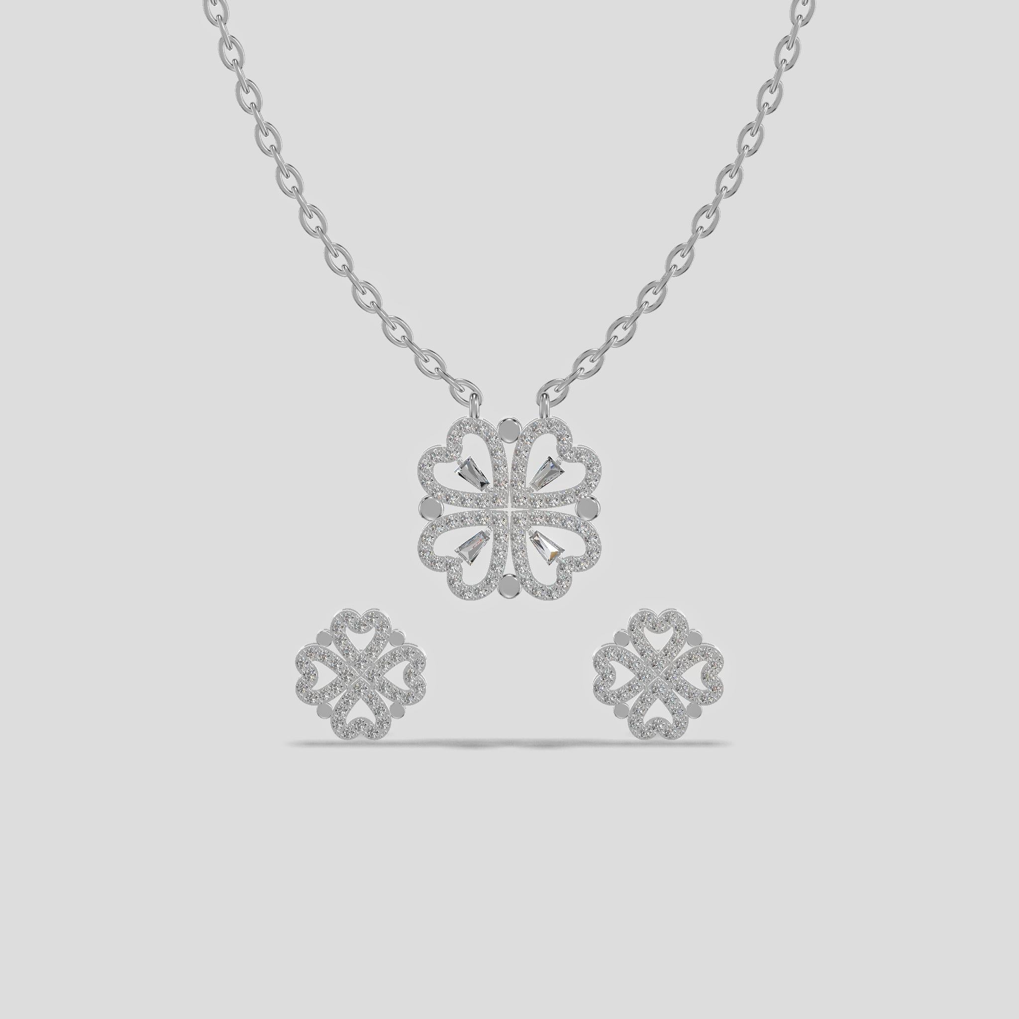 Lucky Clover Trio Chain Set Silver