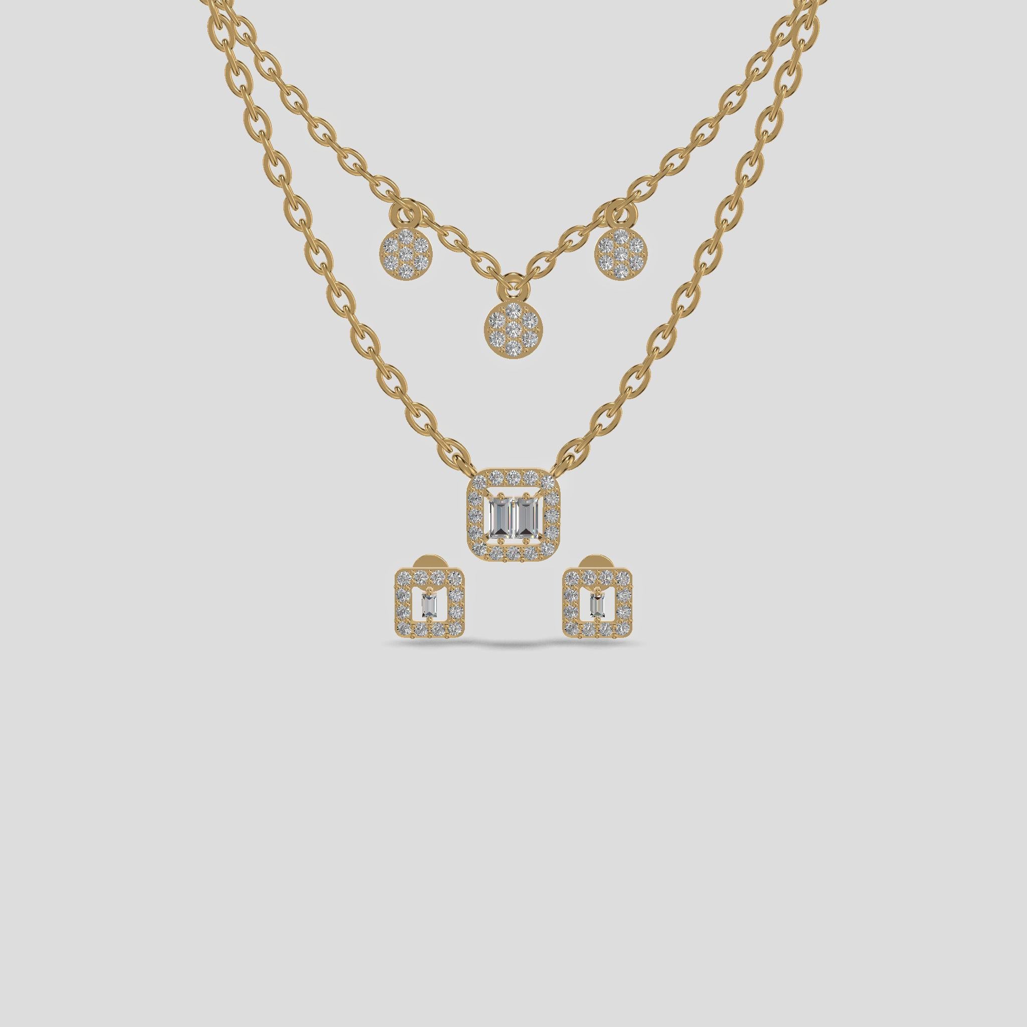 Radiant Duo Lariat & Halo Layered Necklace Gold