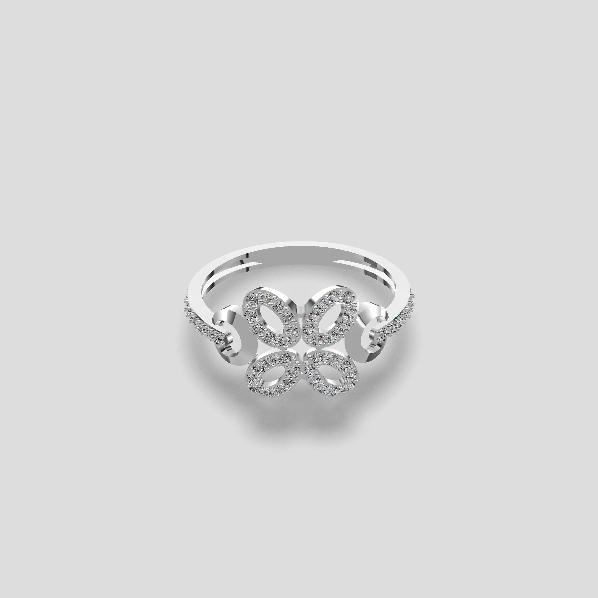 Floral Sparkle Diamond Ring Gold