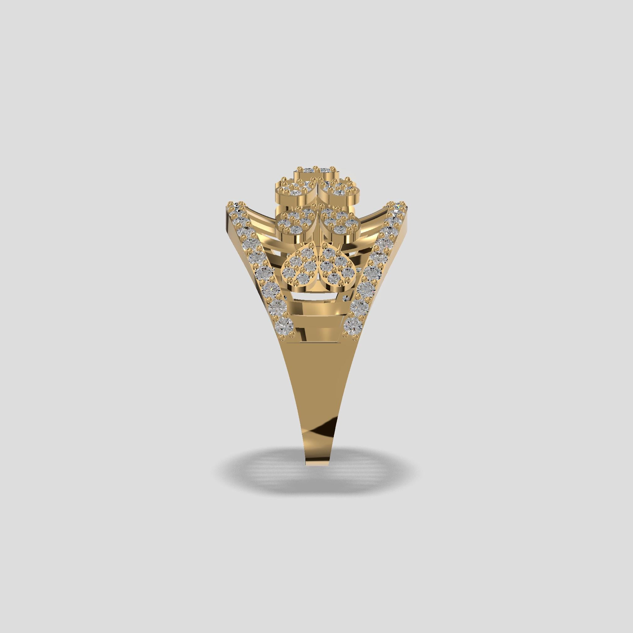 Regal Bloom Diamond Dome Ring Gold