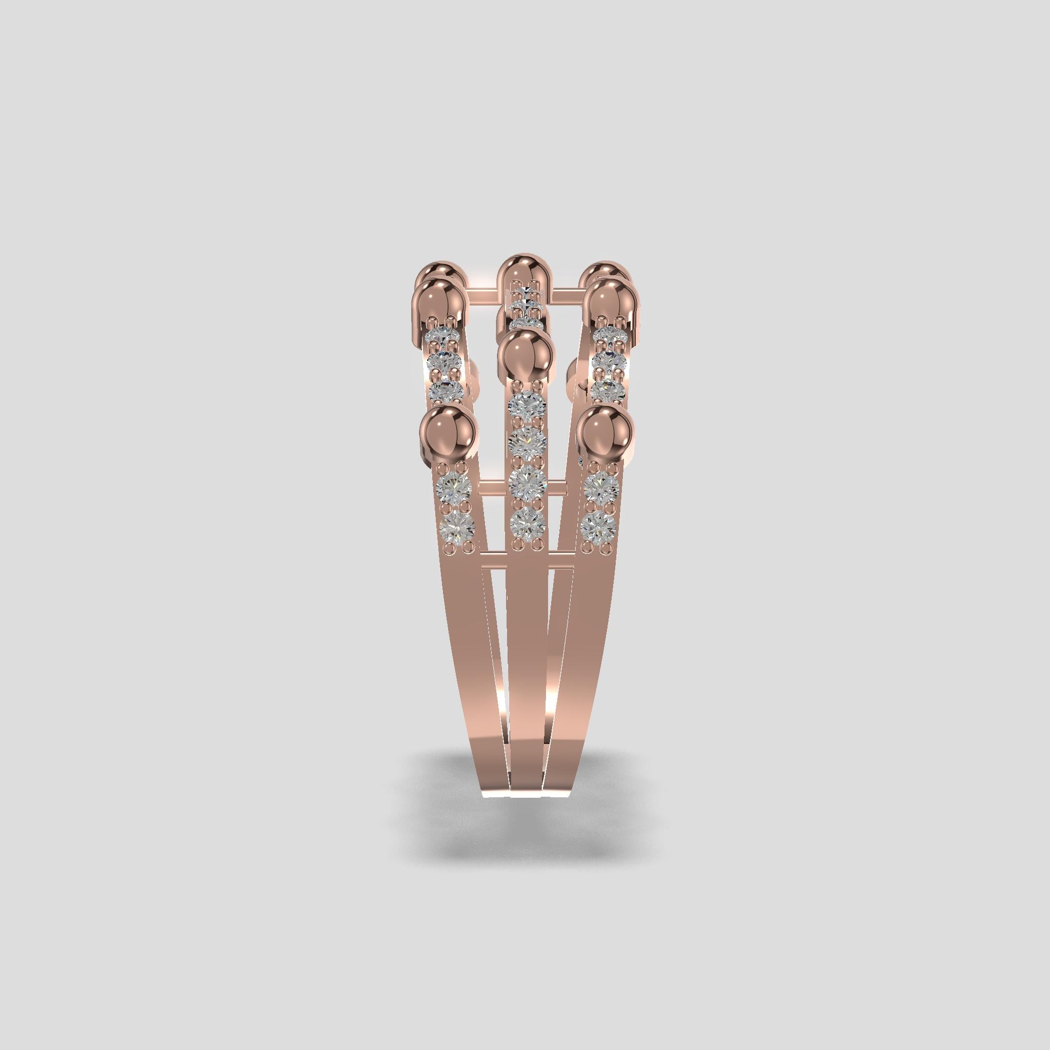 Orabella Triple Row Diamond Ring Gold