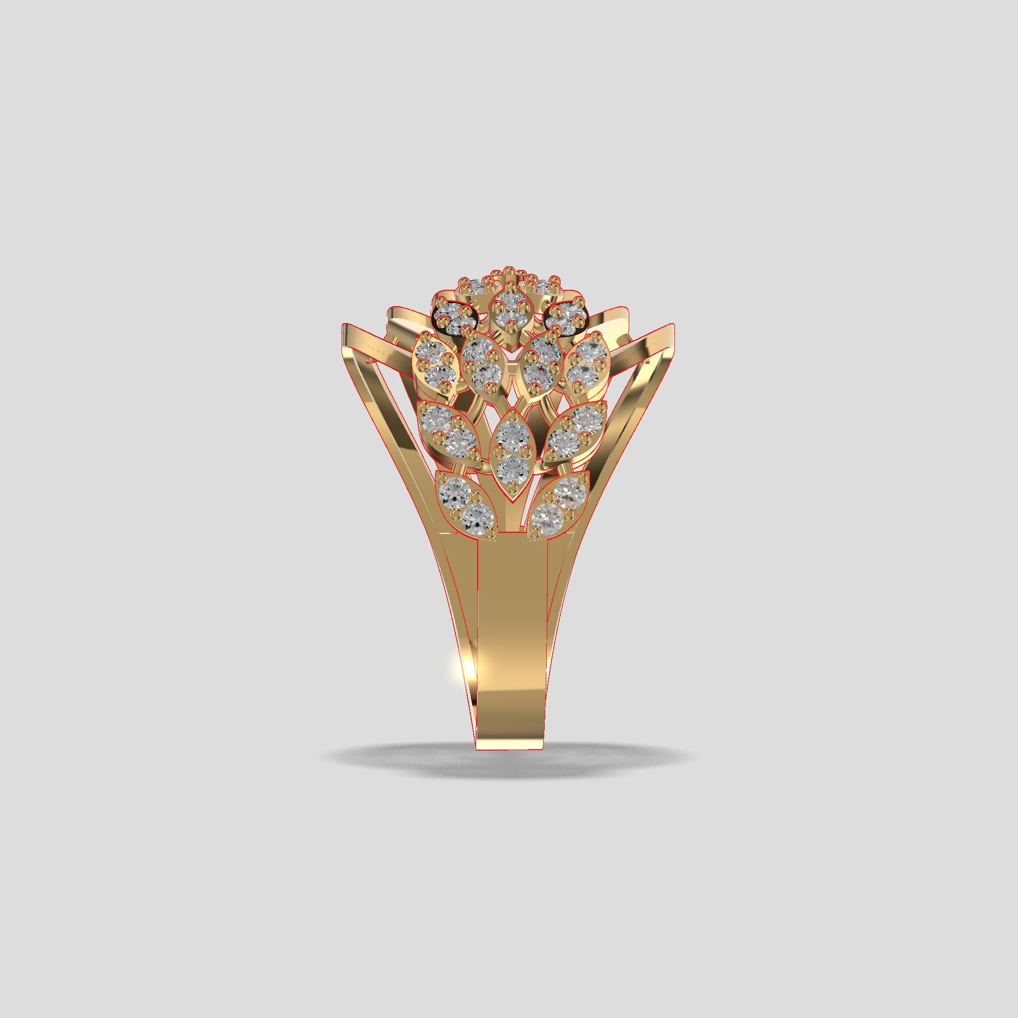 Radiant Blossom Diamond Cluster Ring Gold