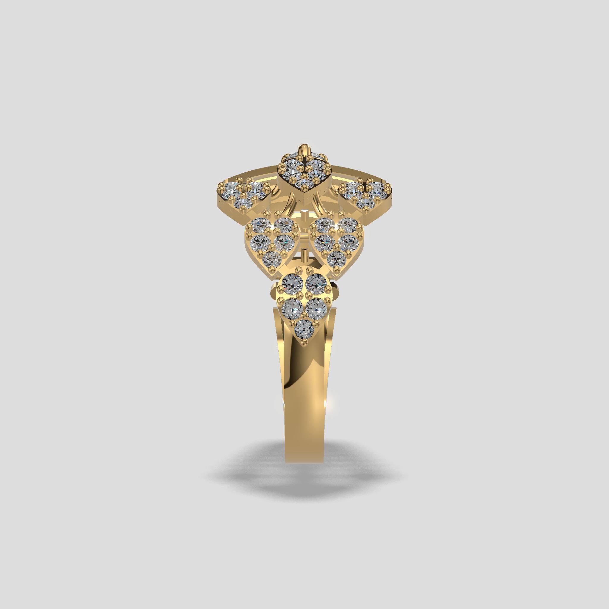 Elegance Radiance Diamond Floral Ring Gold