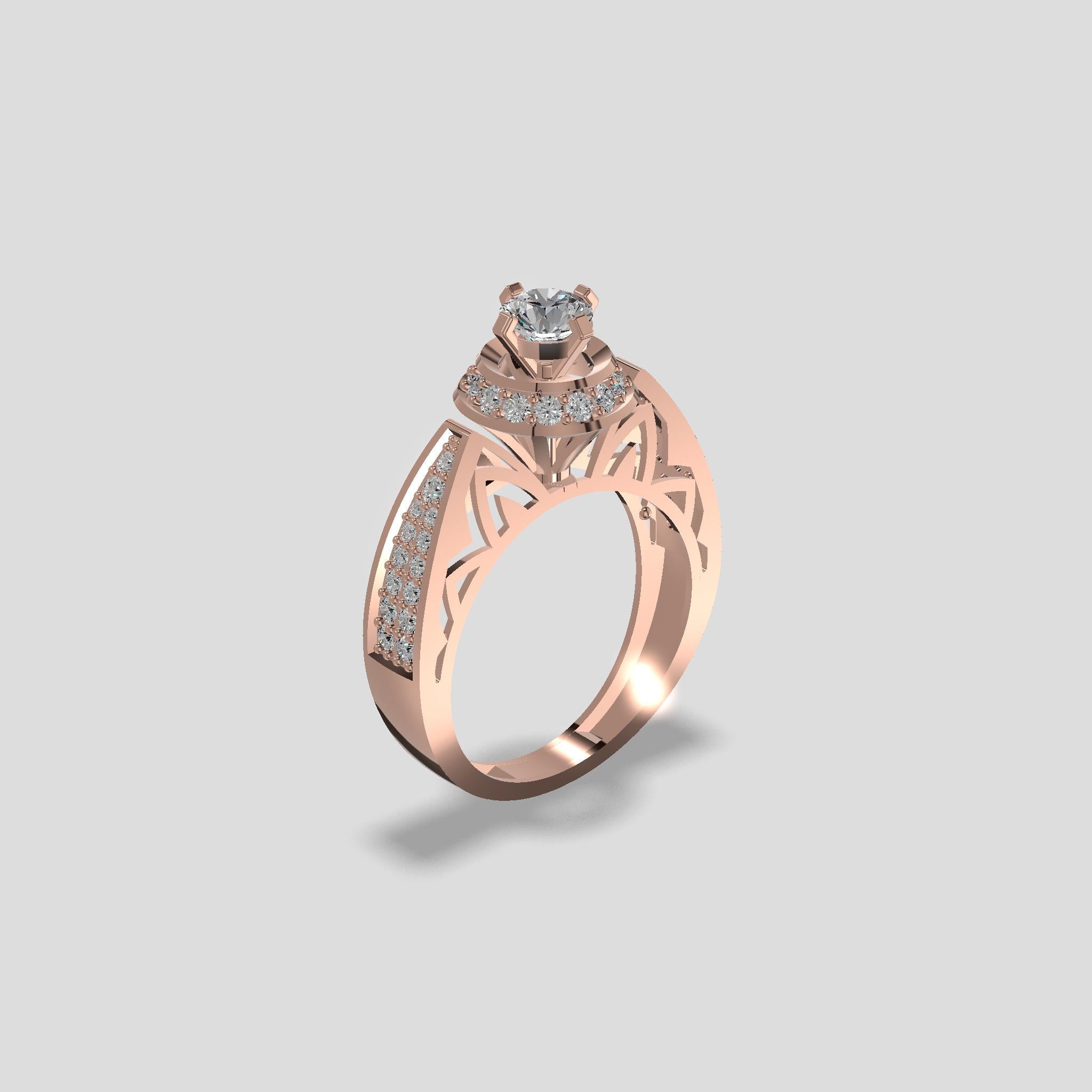 Celestial Halo Diamond Solitaire Ring Gold