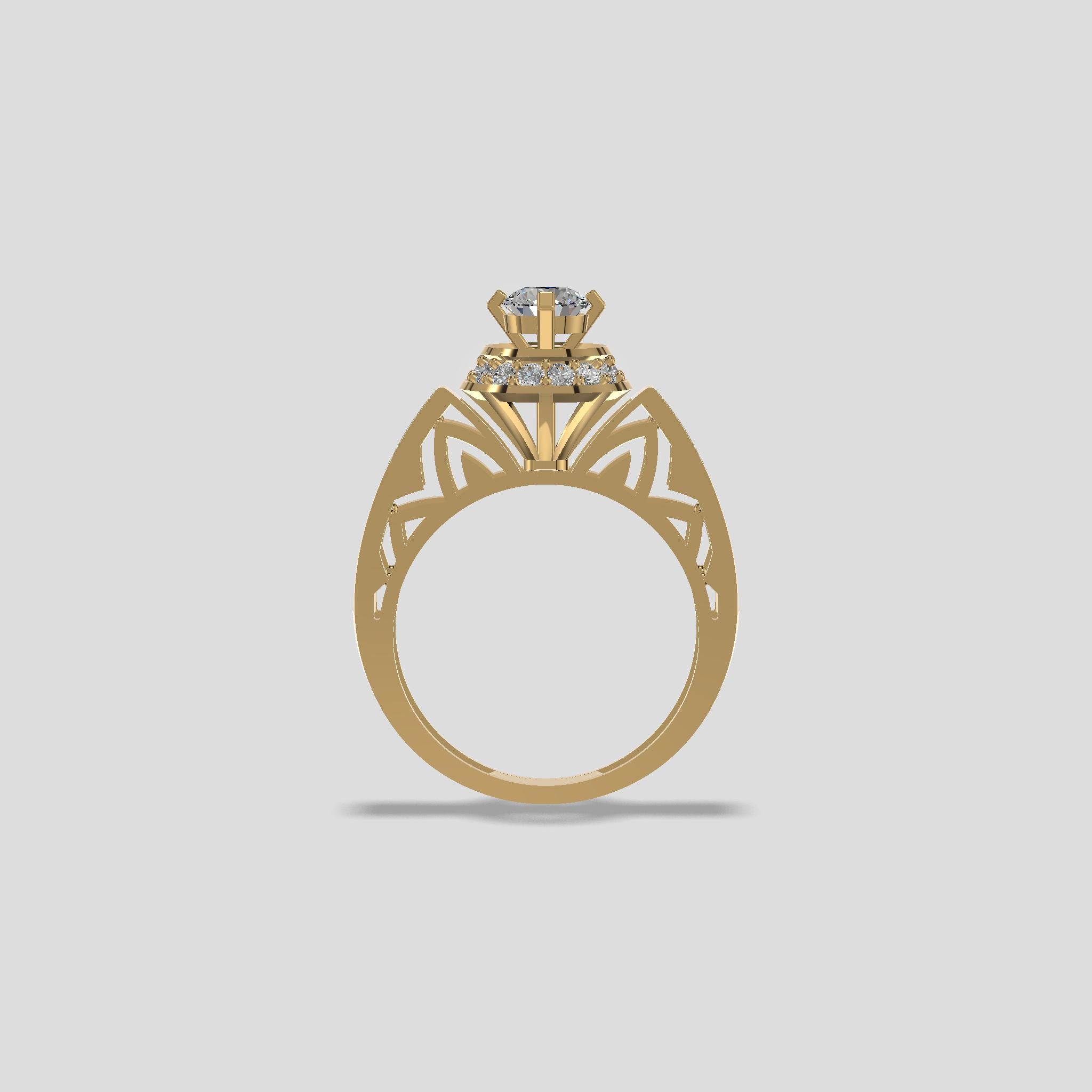 Celestial Halo Diamond Solitaire Ring Gold