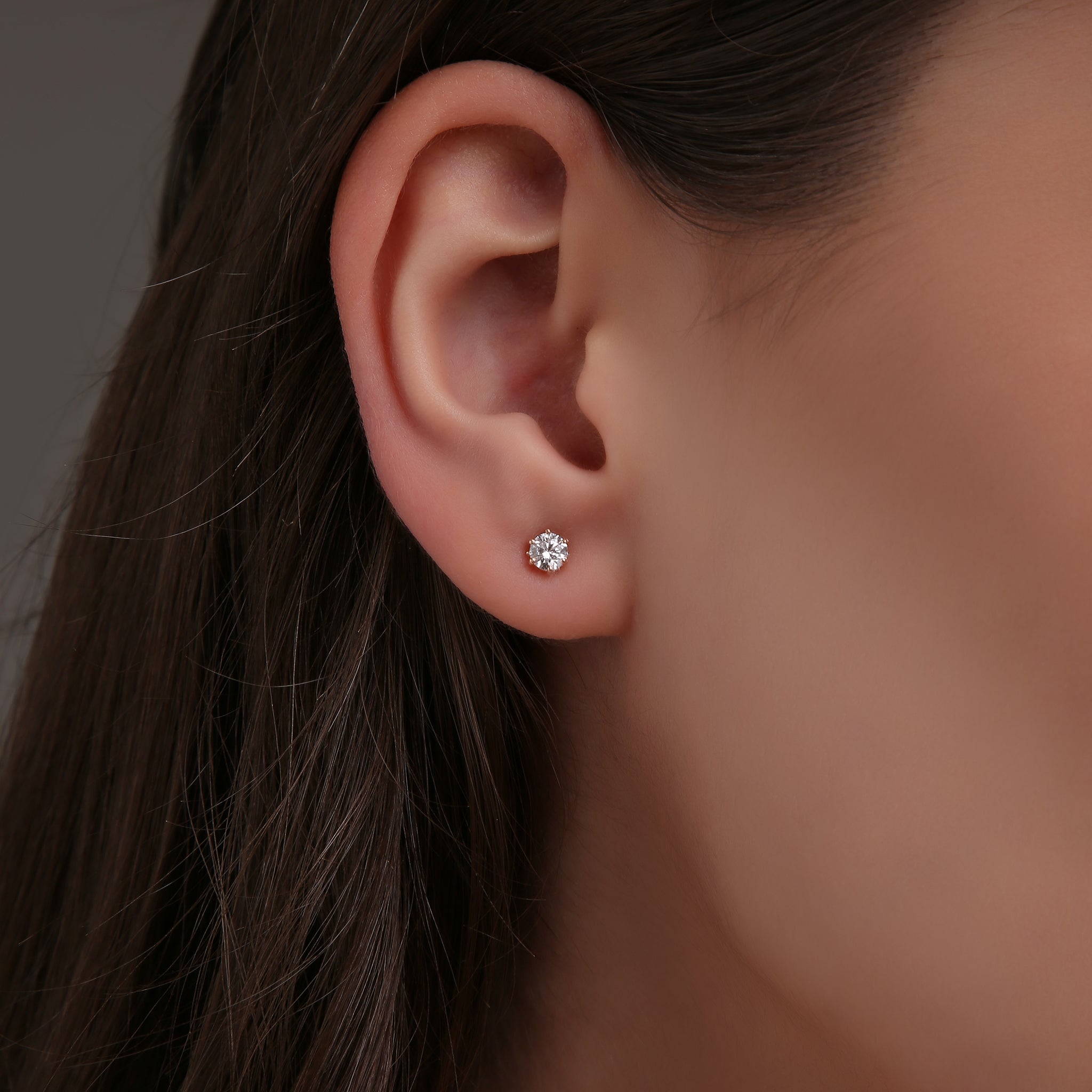 Luna Solitaire Stud Earrings Gold