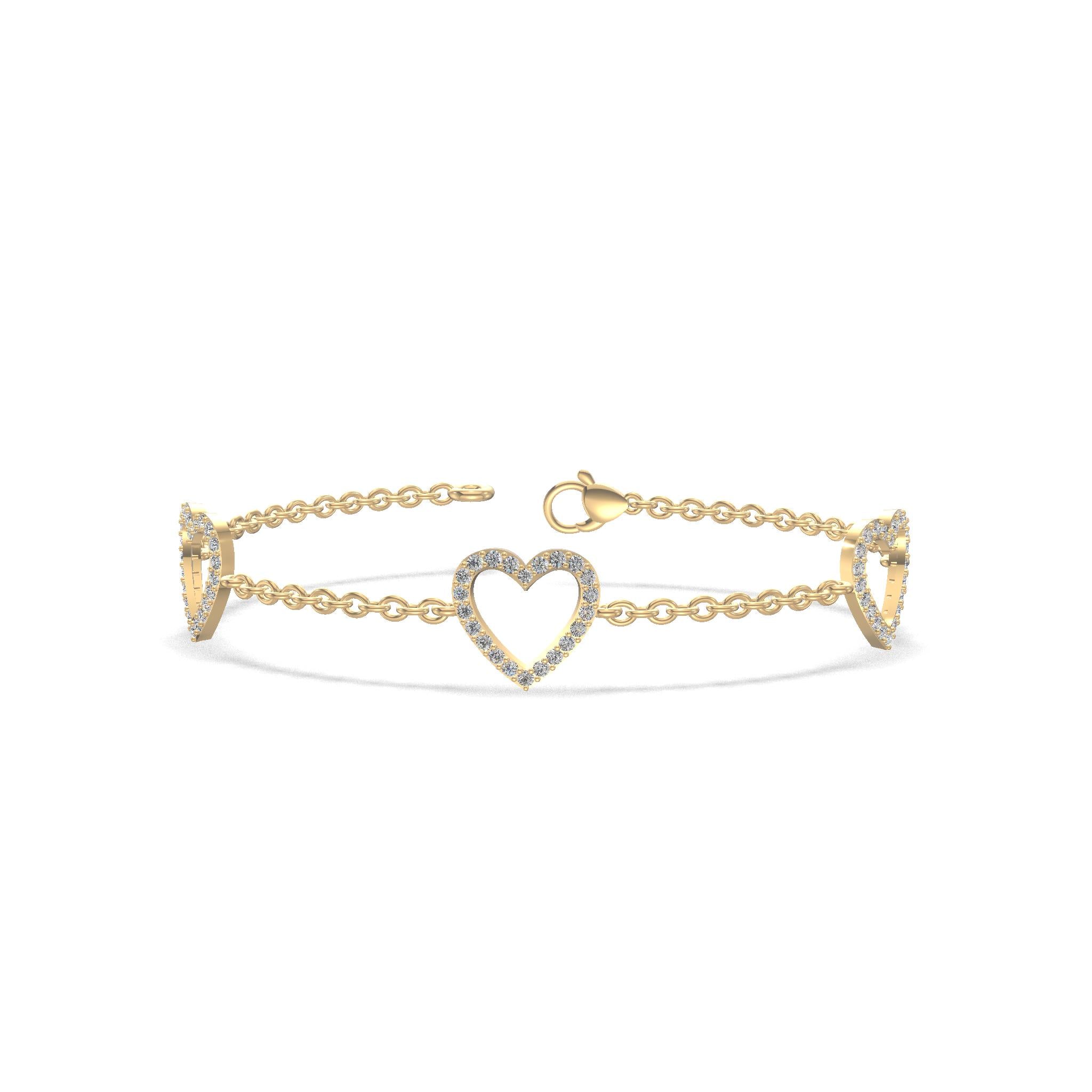 Amora Heart Diamond Bracelet Gold