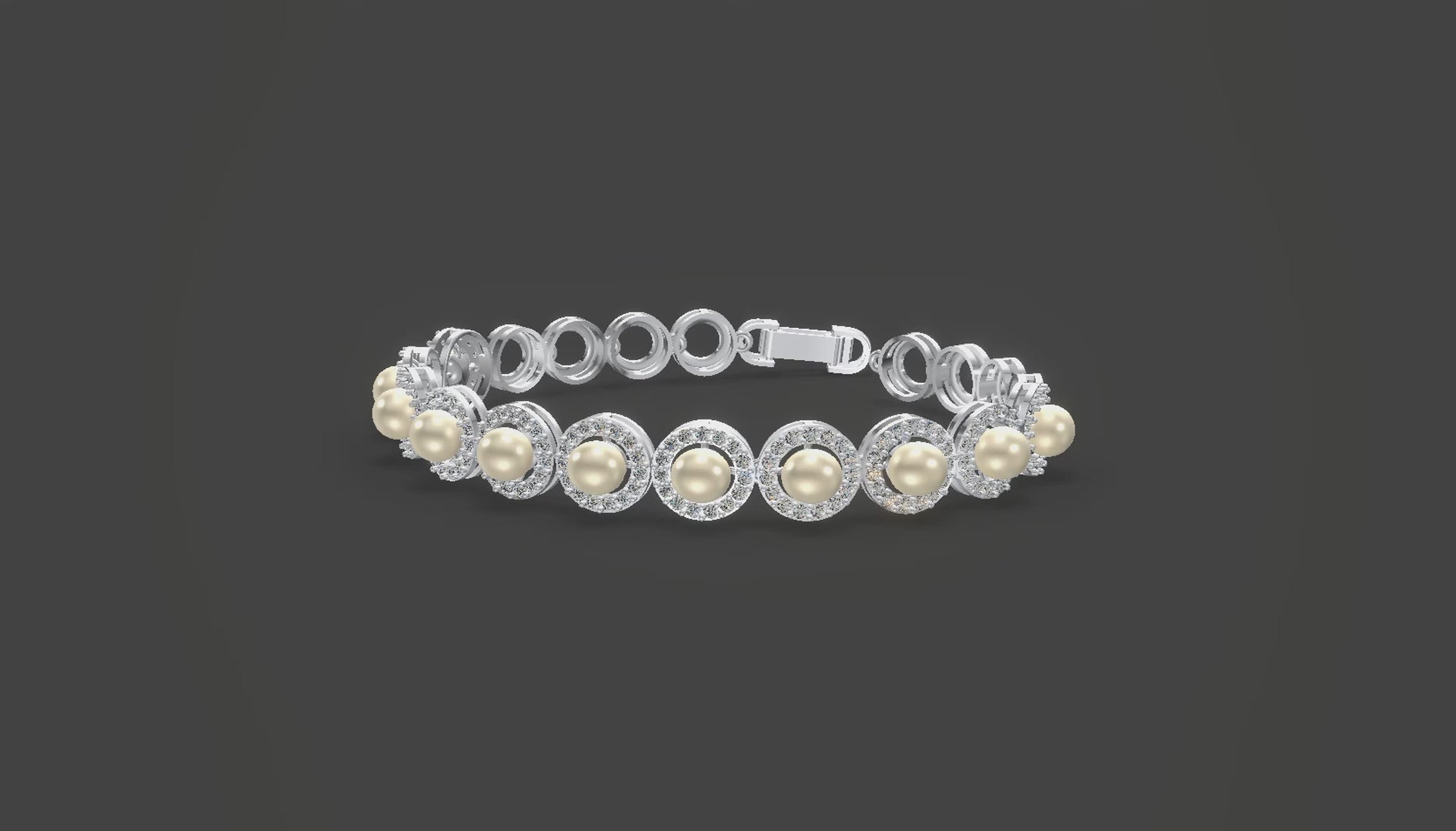 Meher Pearl & Diamond Halo Bracelet Silver
