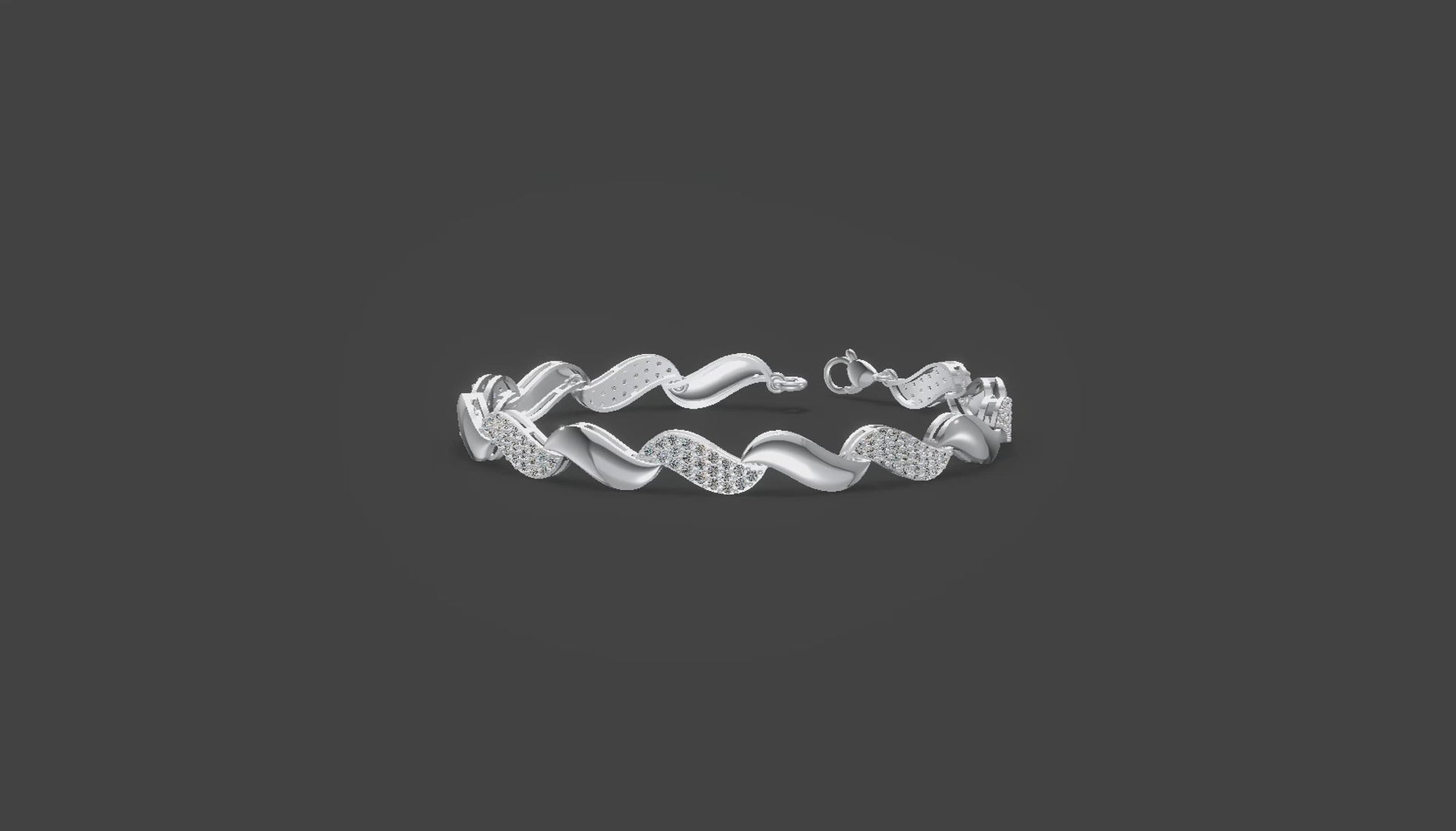 Elegance Wave Diamond Bracelet Silver