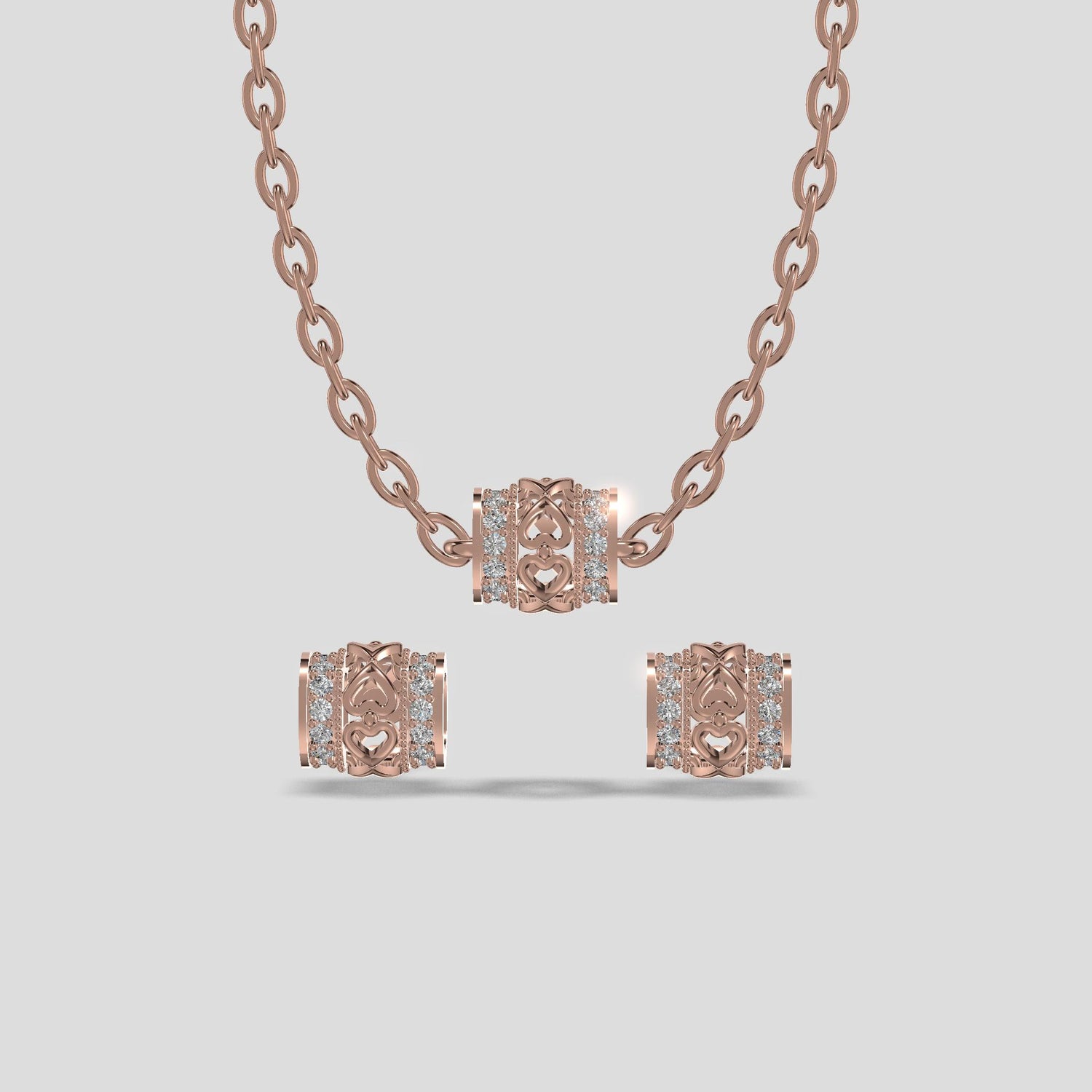 Eternal Embrace Heart Diamond Chain Set Gold