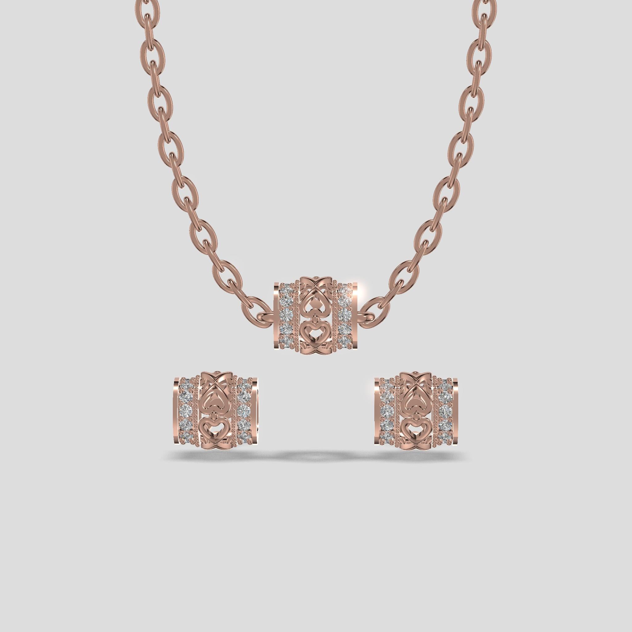 Eternal Embrace Heart Diamond Chain Set Gold