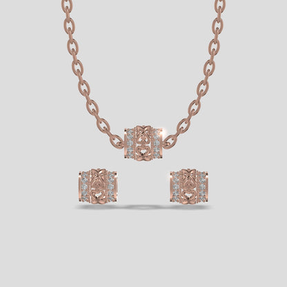 Eternal Embrace Heart Diamond Chain Set Gold