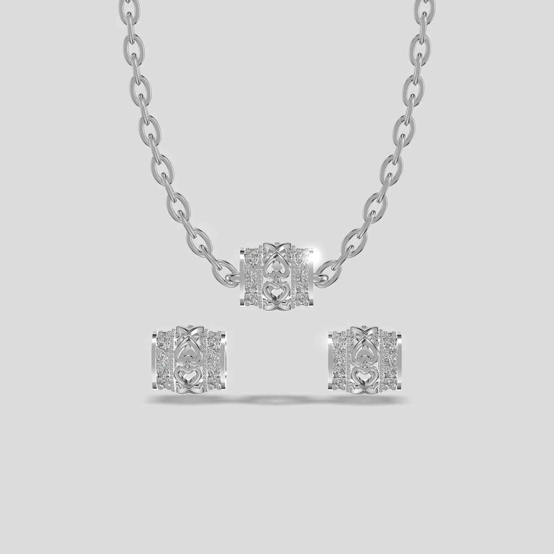 Eternal Embrace Heart Diamond Chain Set Silver