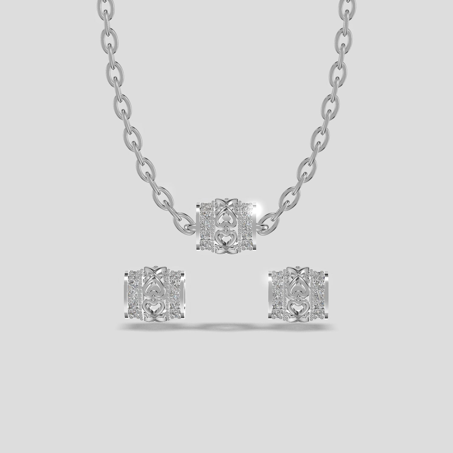 Eternal Embrace Heart Diamond Chain Set Platinum