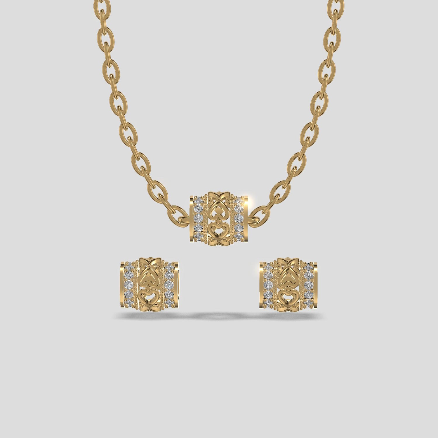 Eternal Embrace Heart Diamond Chain Set Gold