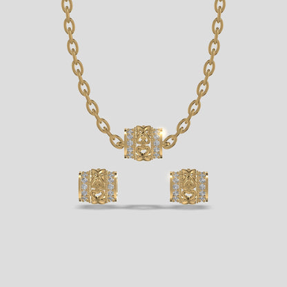 Eternal Embrace Heart Diamond Chain Set Gold