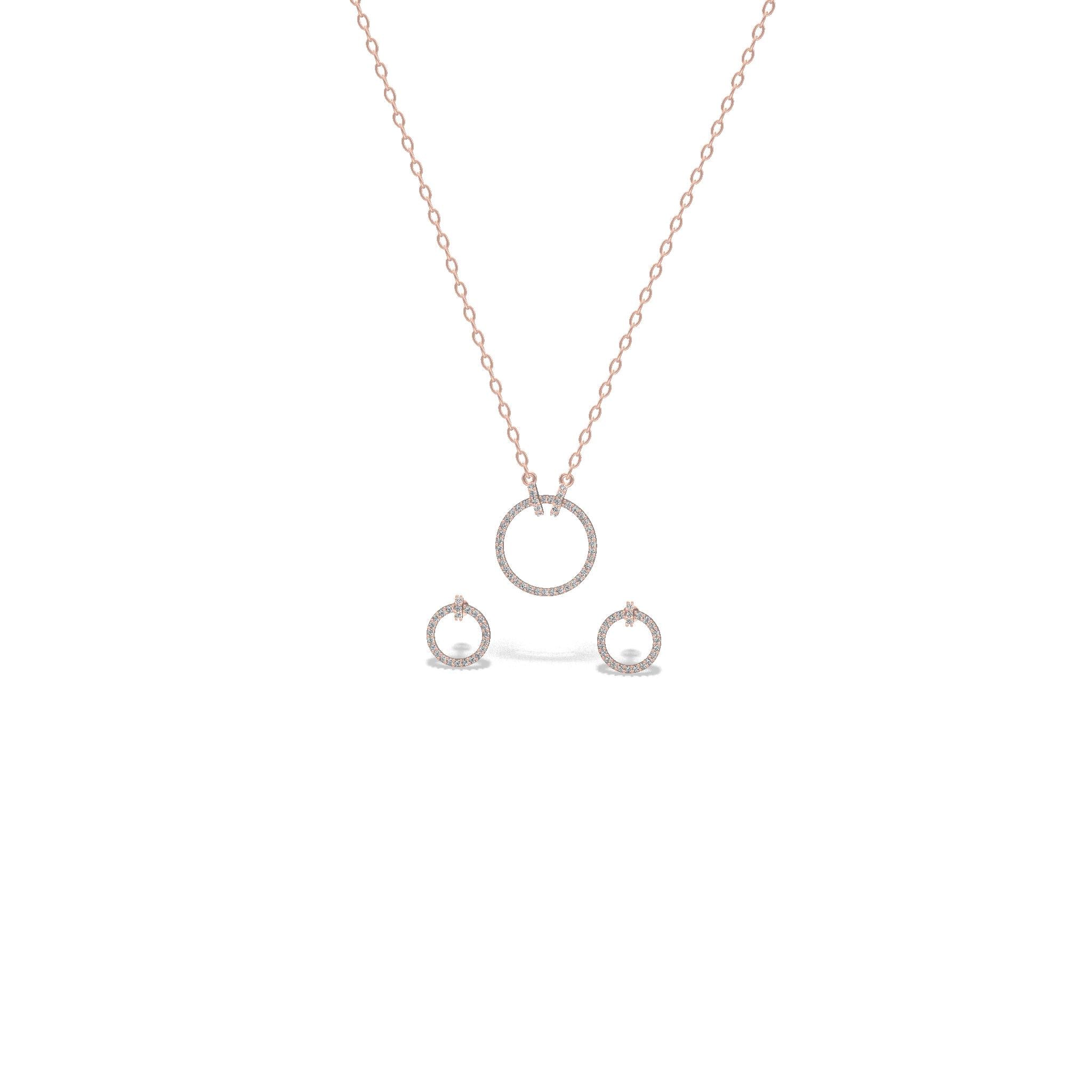 Radiant Halo Circle Trio Chain Set Gold